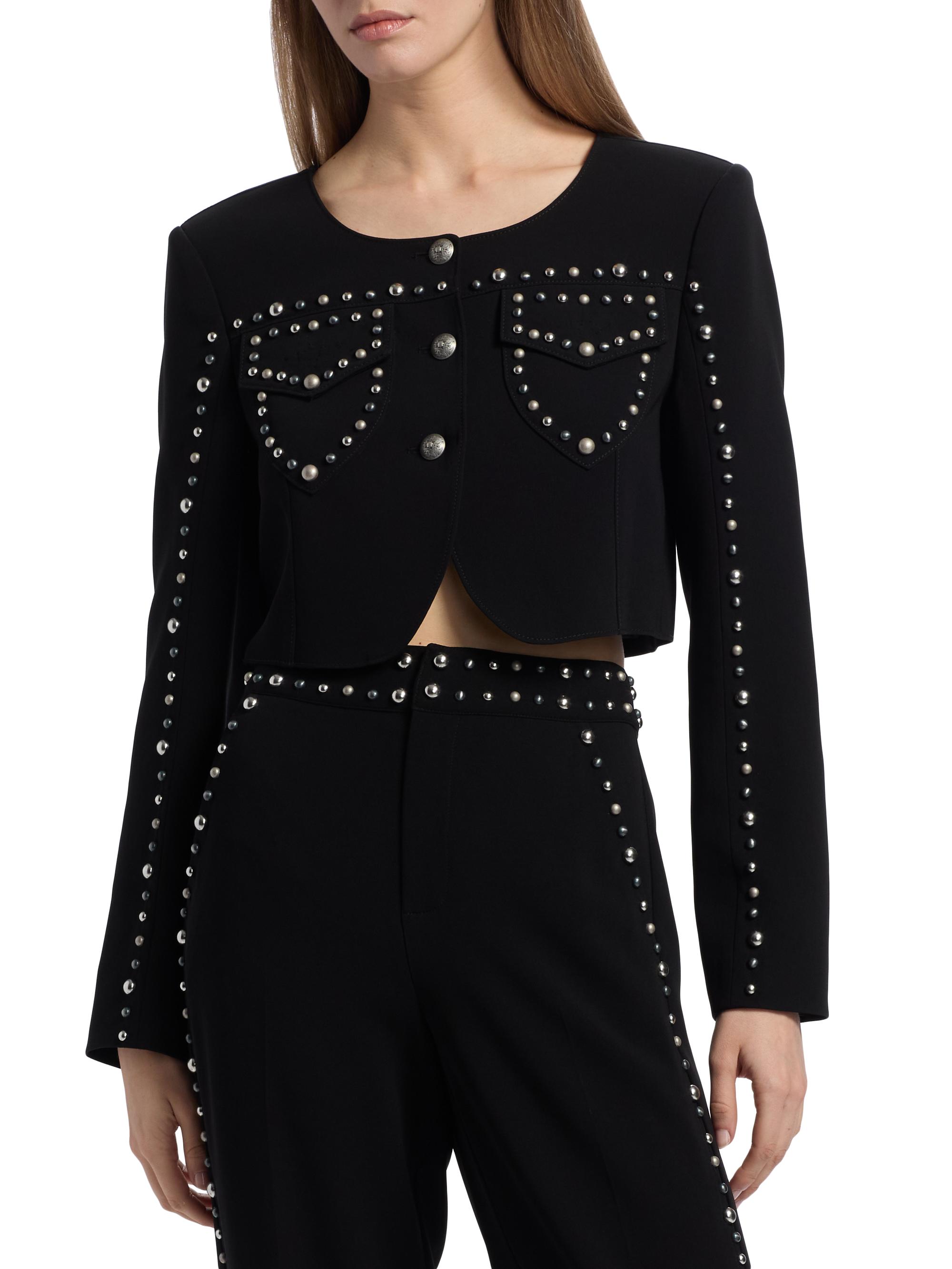 Cinq à Sept Olga Studded Crop Jacket Saks Fifth Avenue