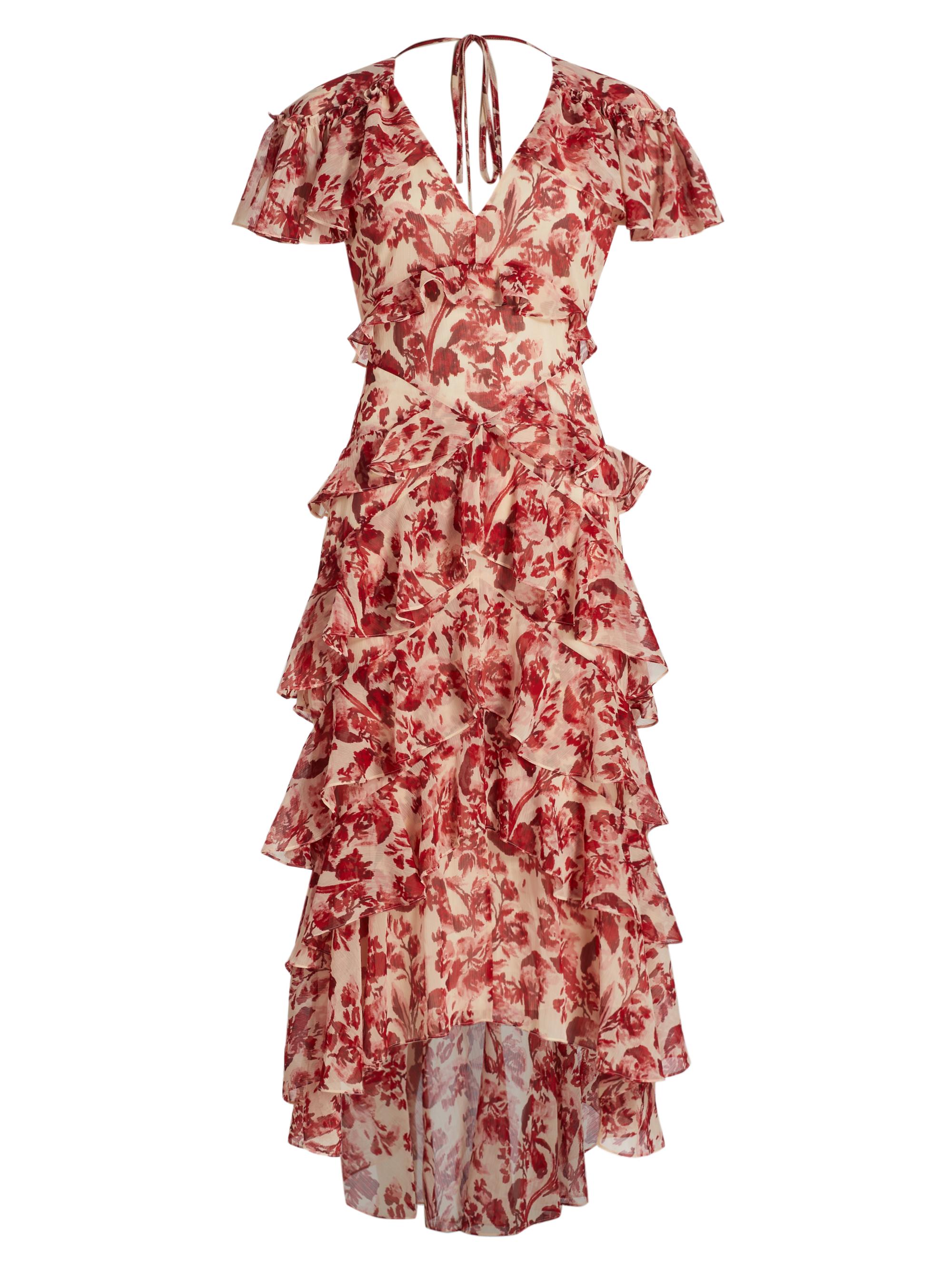 Cinq à Sept Women's Tatum Floral Ruffled A-Line Midi-Dress - Cherry Rose Multi