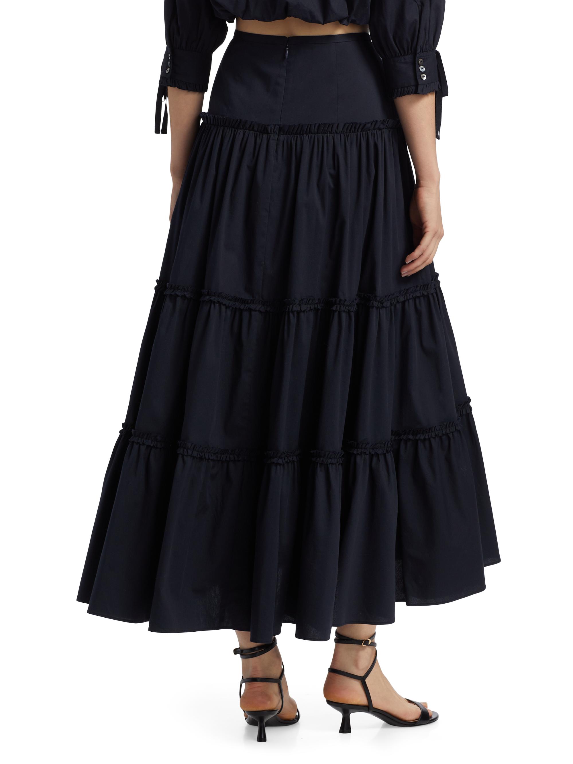 スカート VIVIANO / Tiered Skirt / Navy x Black Viv Cord