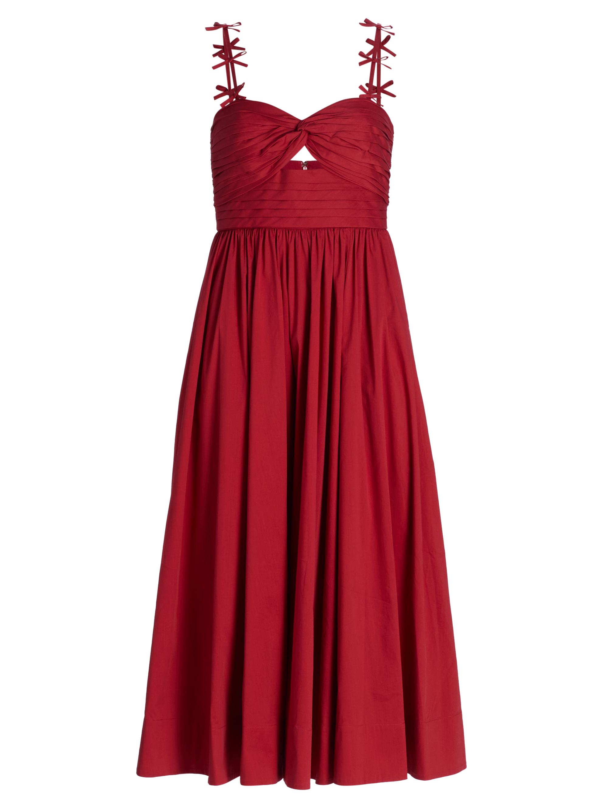 Cinq à Sept Women's Agnes Poplin Bow-Strap Midi-Dress - Cherry Rose