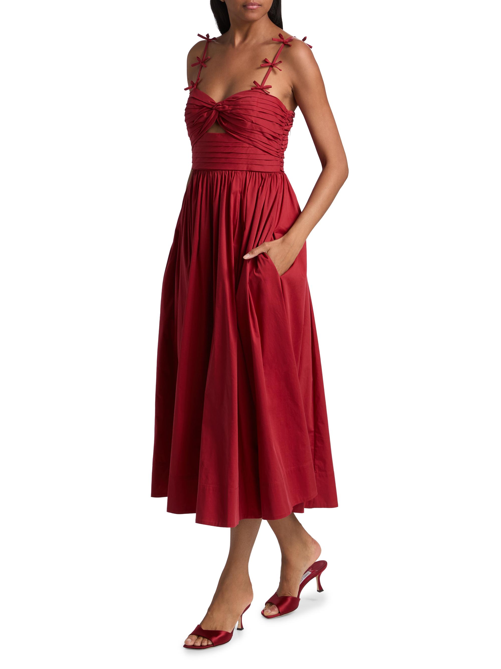 Cinq à Sept Agnes Poplin Bow-Strap Midi-Dress | Saks Fifth Avenue