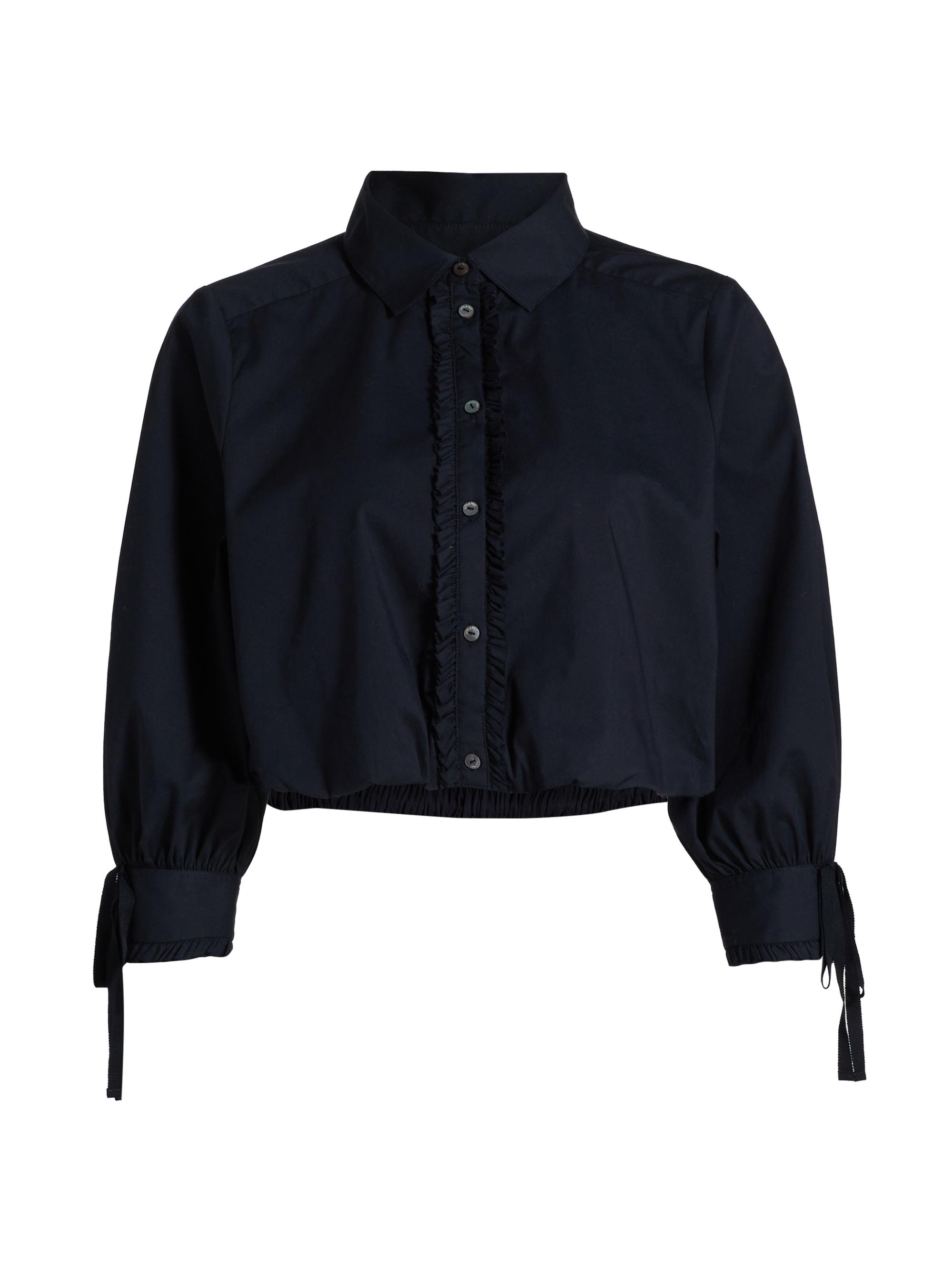 Cinq à Sept Women's Roupao Point Collar Crop Shirt - Navy