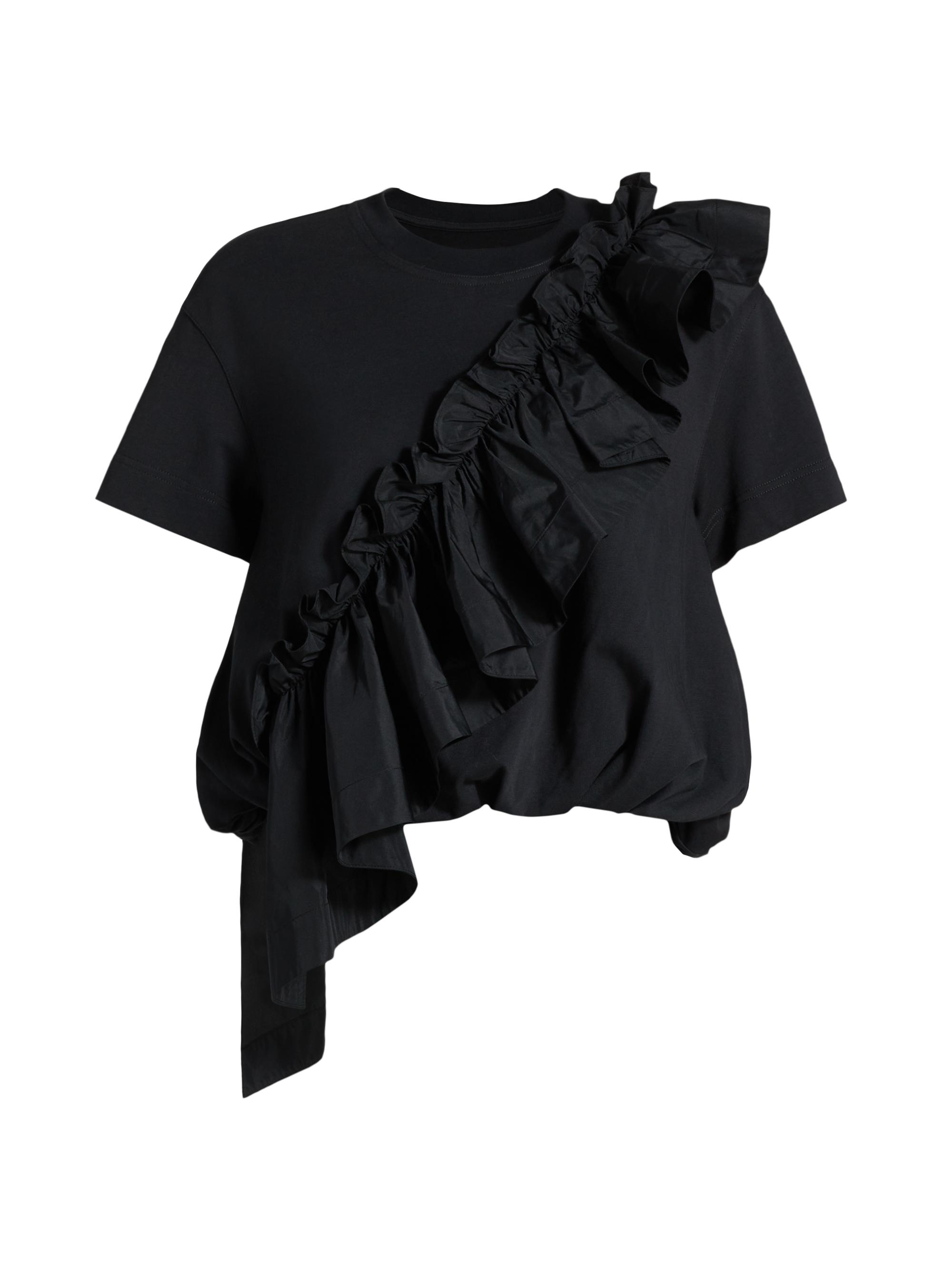 Cinq à Sept Women's Lottie Ruffled Cotton Top - Black