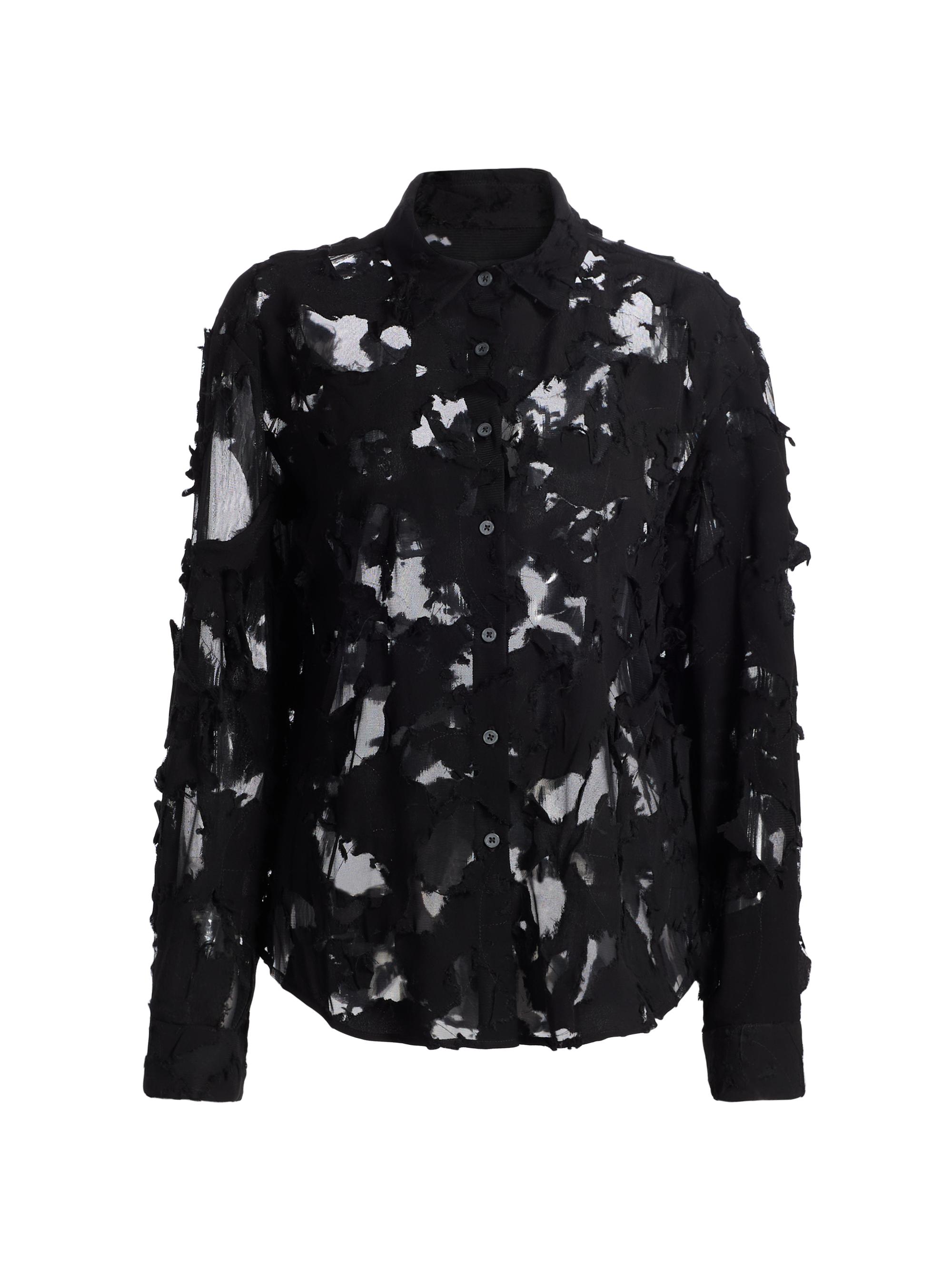 R13 Women's Slim Semi-Sheer Shirt - Black