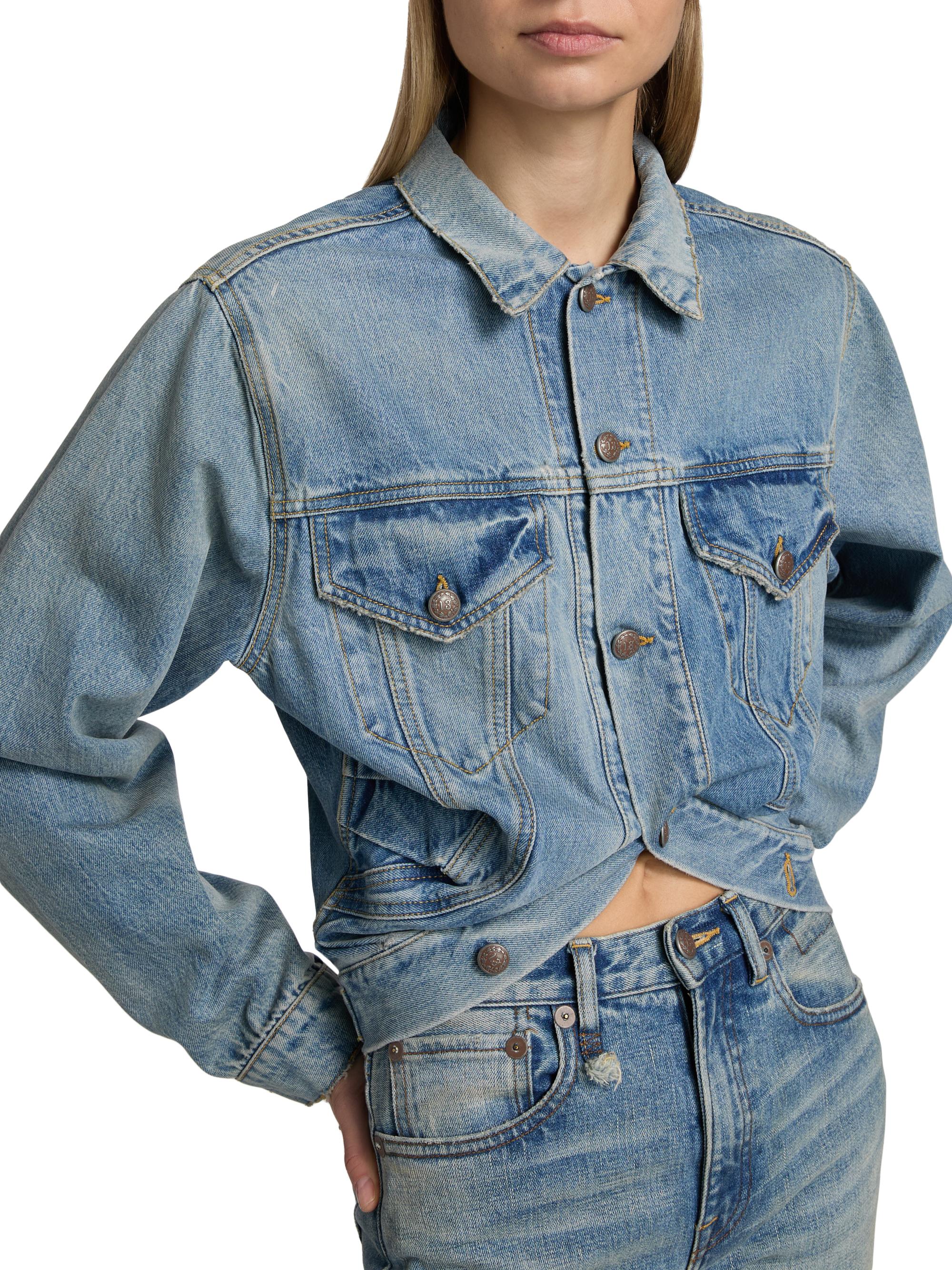 R13 Washed Denim Crop Jacket | Saks Fifth Avenue