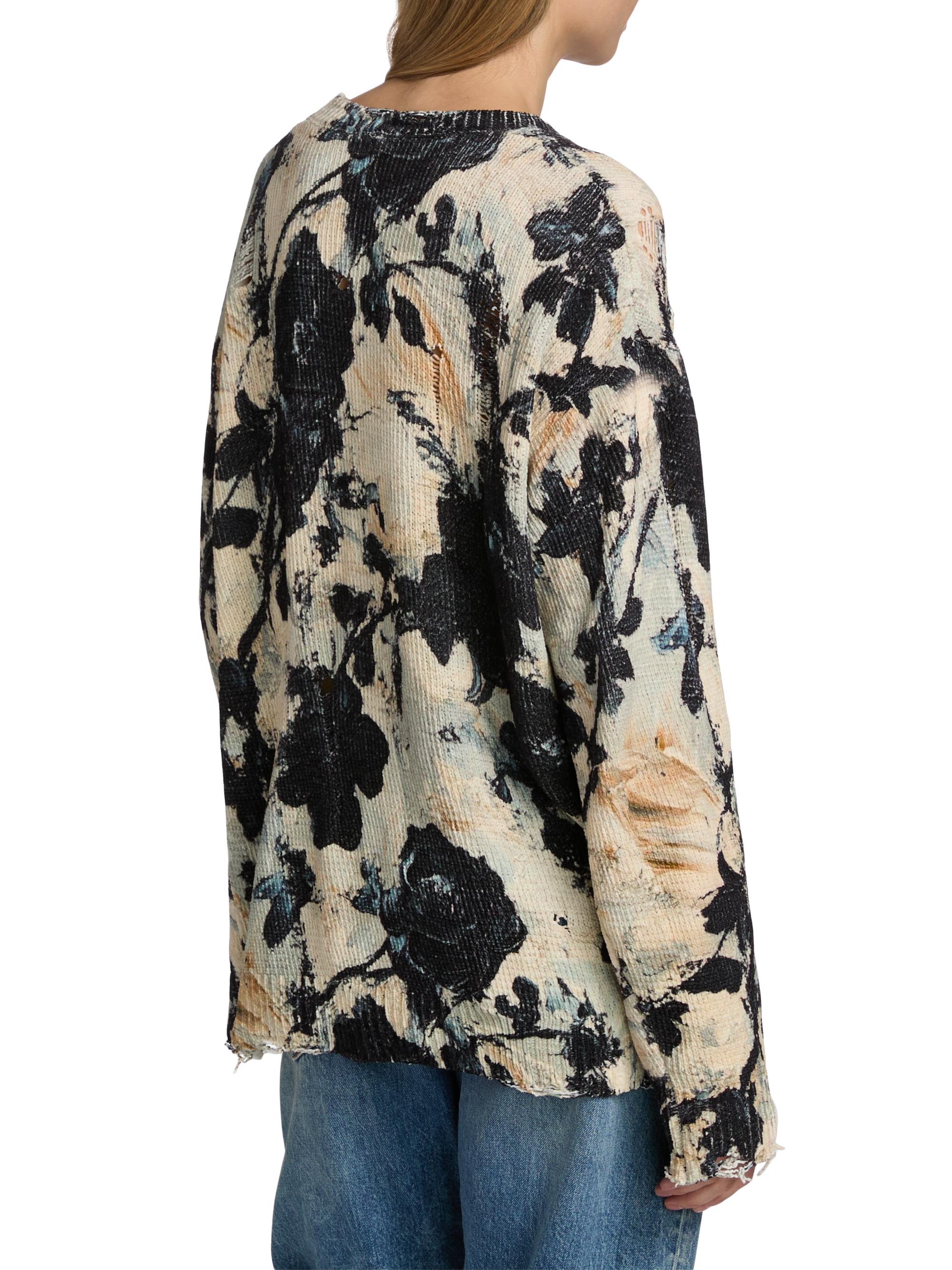 R13 Distressed Floral Linen Crewneck Sweater | Saks Fifth Avenue