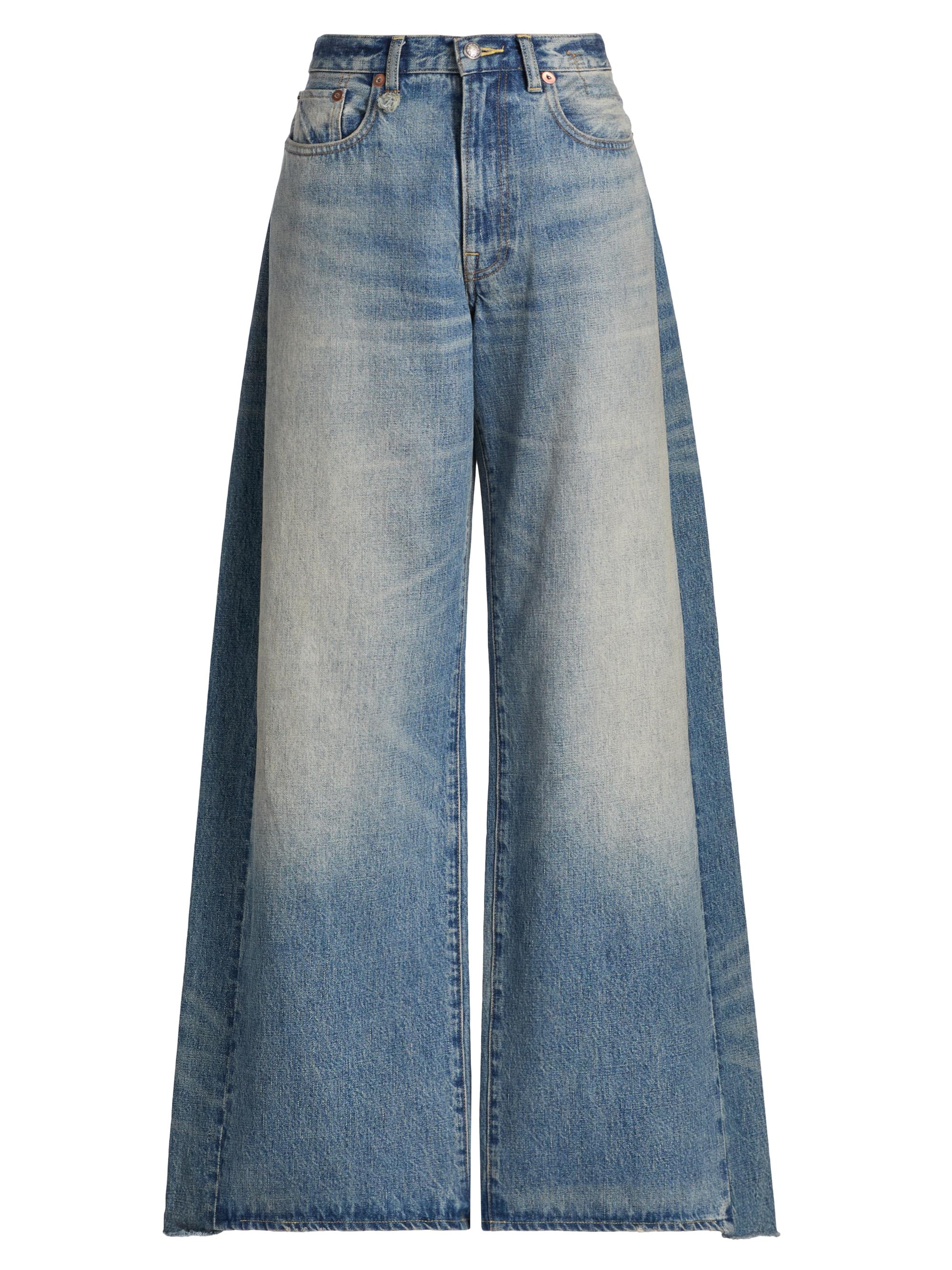 R13 Women's D'Arcy Faded Loose Jeans - Indigo Colorblock Blue | Thumbnail 8