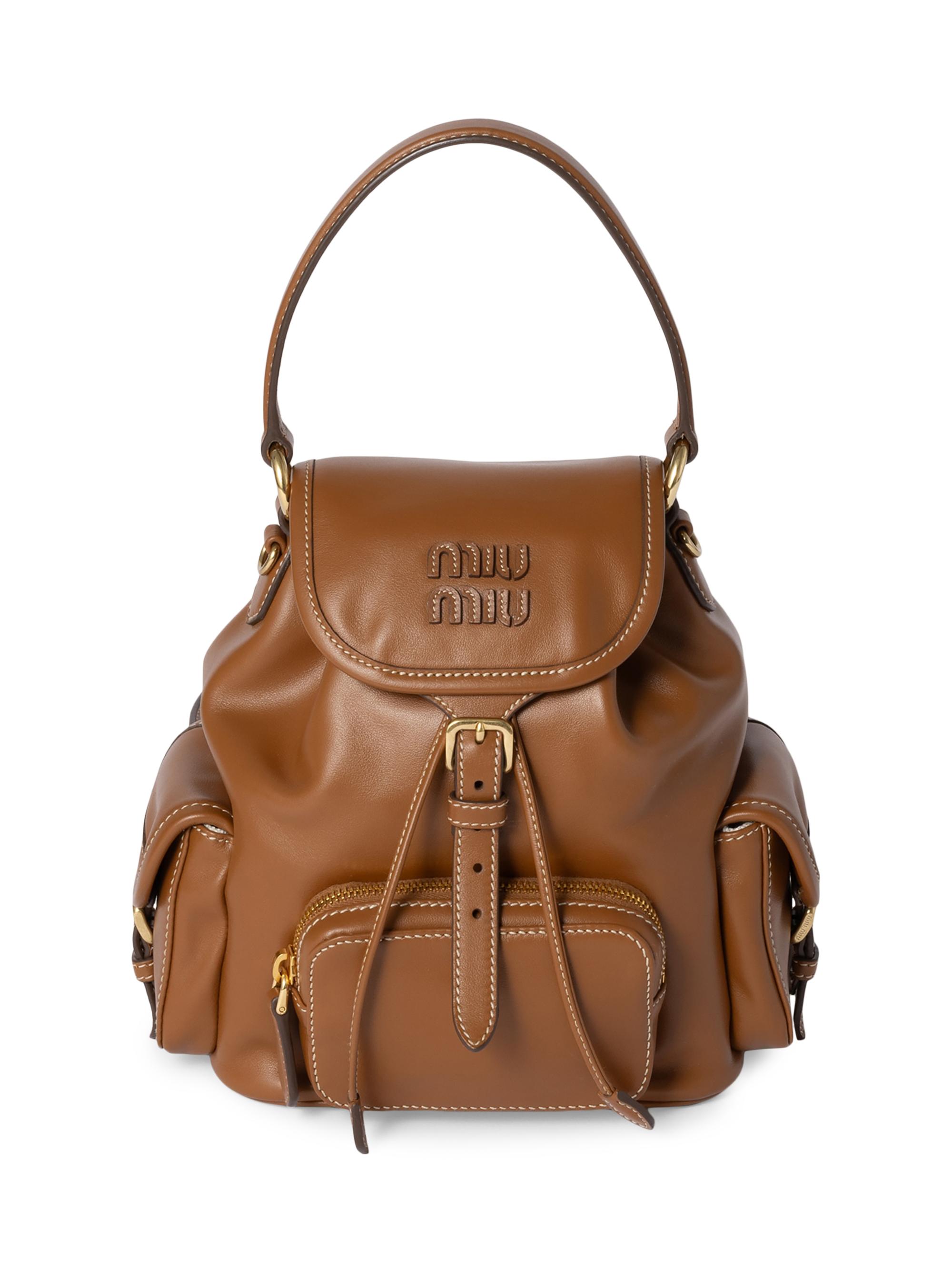 Miu Miu Women's Leather Backpack - Brown
