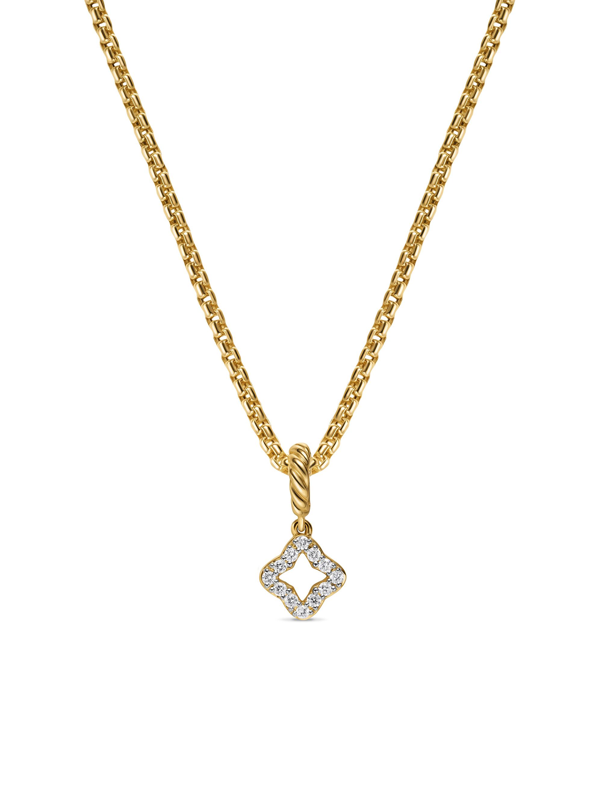 David Yurman Women's Micro Pavé Quatrefoil Amulet in 18K Yellow Gold with Diamonds, 7.4MM - Diamond