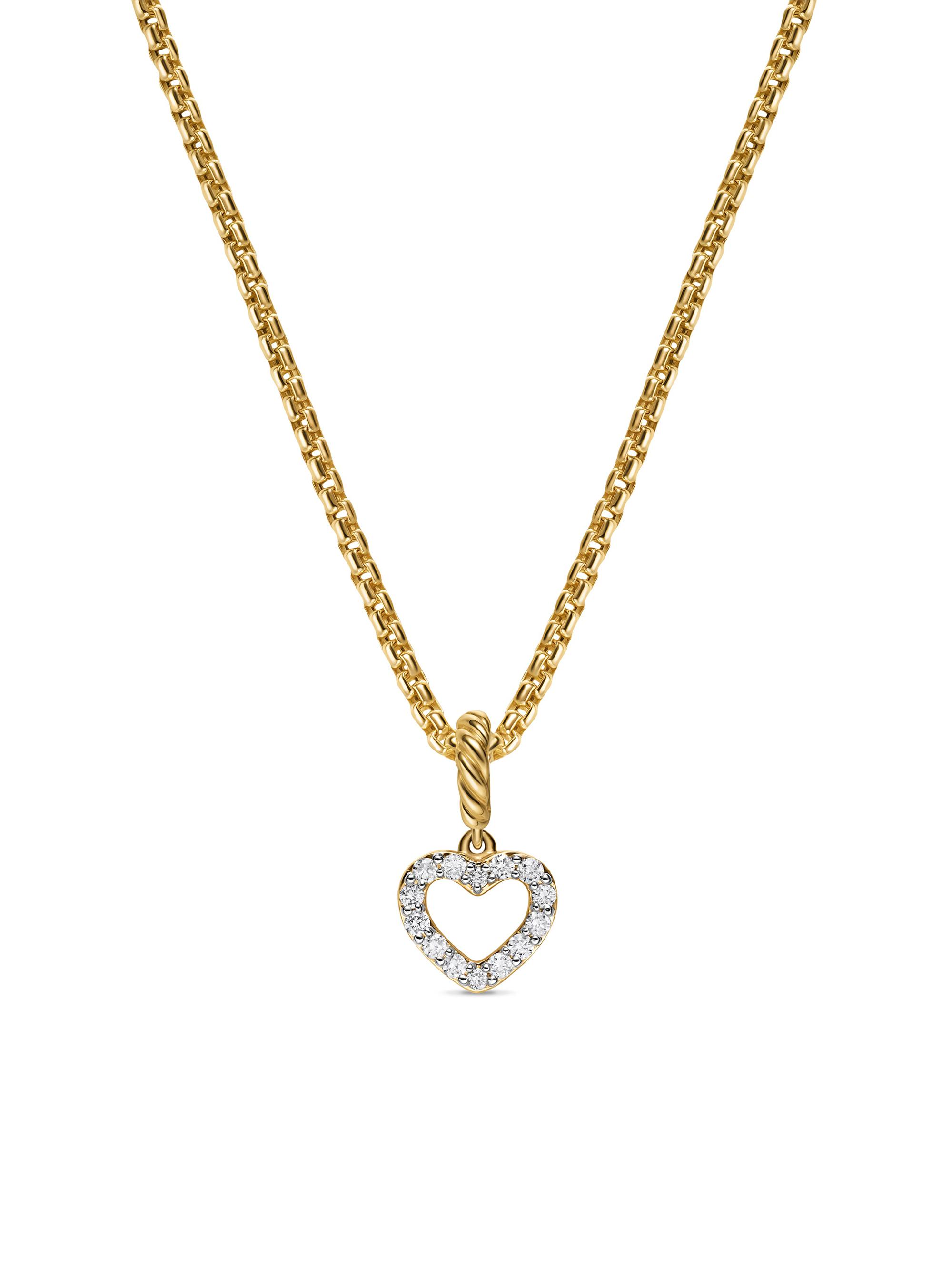 David Yurman Women's Micro Pavé Open Heart Amulet in 18K Yellow Gold with Diamonds, 6.8MM - Diamond