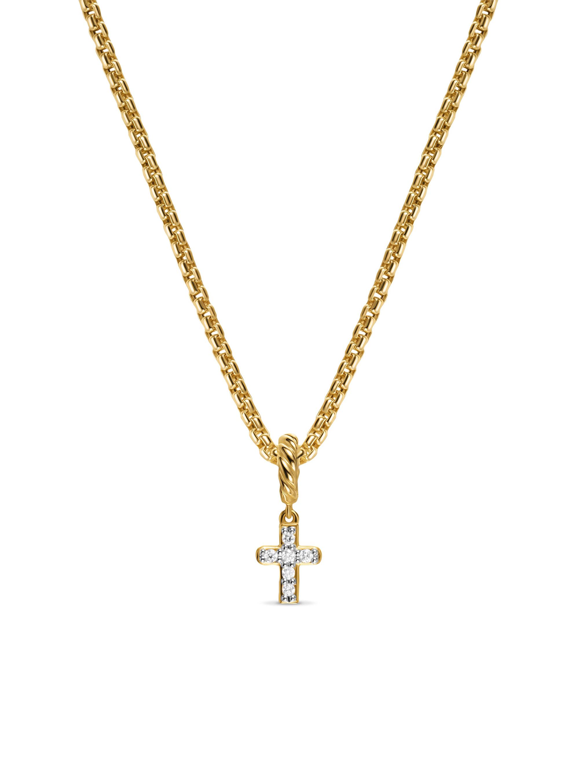 David Yurman Women's Micro Pavé Cross Amulet in 18K Yellow Gold with Diamonds, 8MM - Diamond