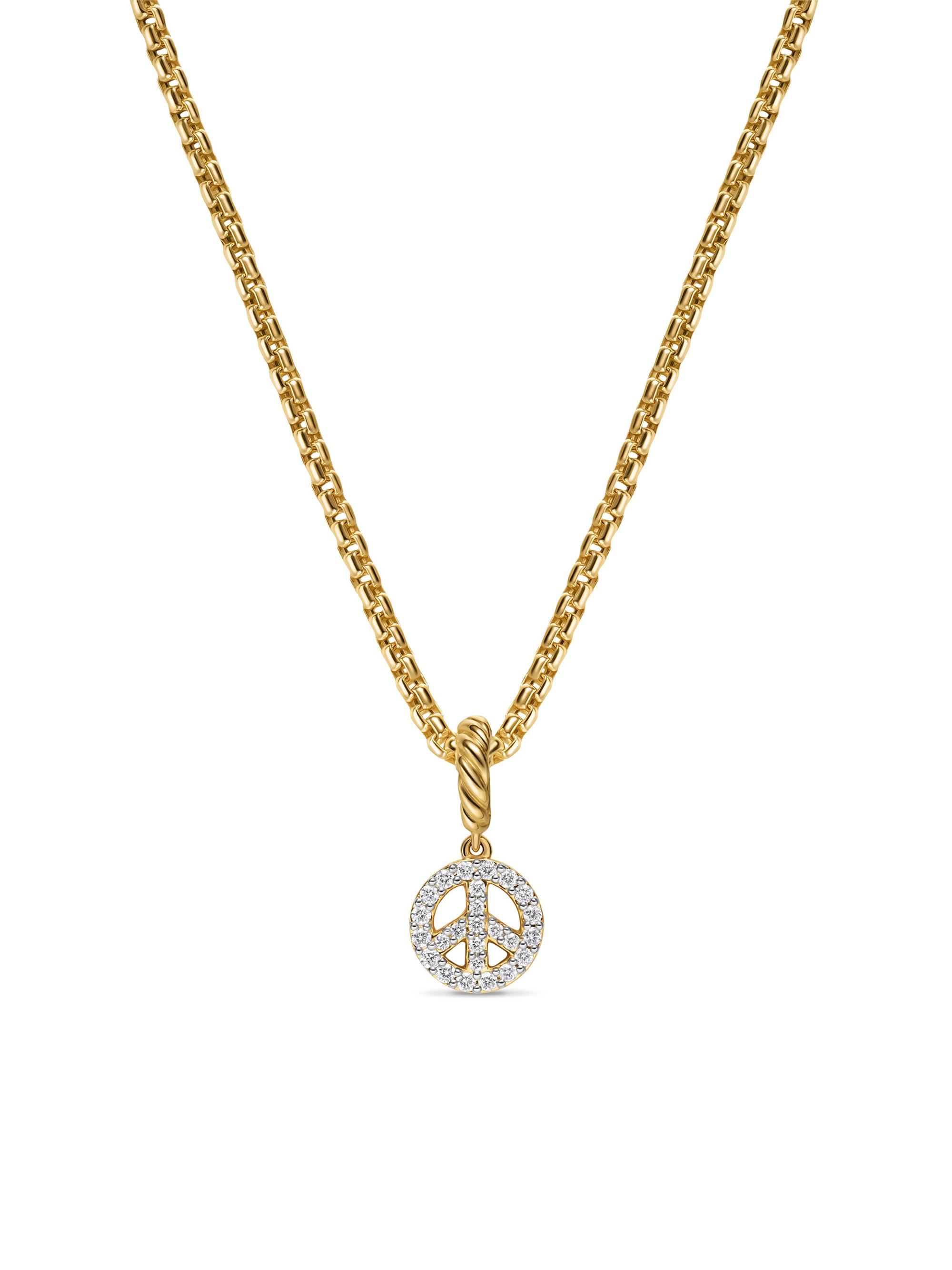 David Yurman Women's Micro Pavé Peace Sign Amulet in 18K Yellow Gold with Diamonds, 7.6MM - Diamond