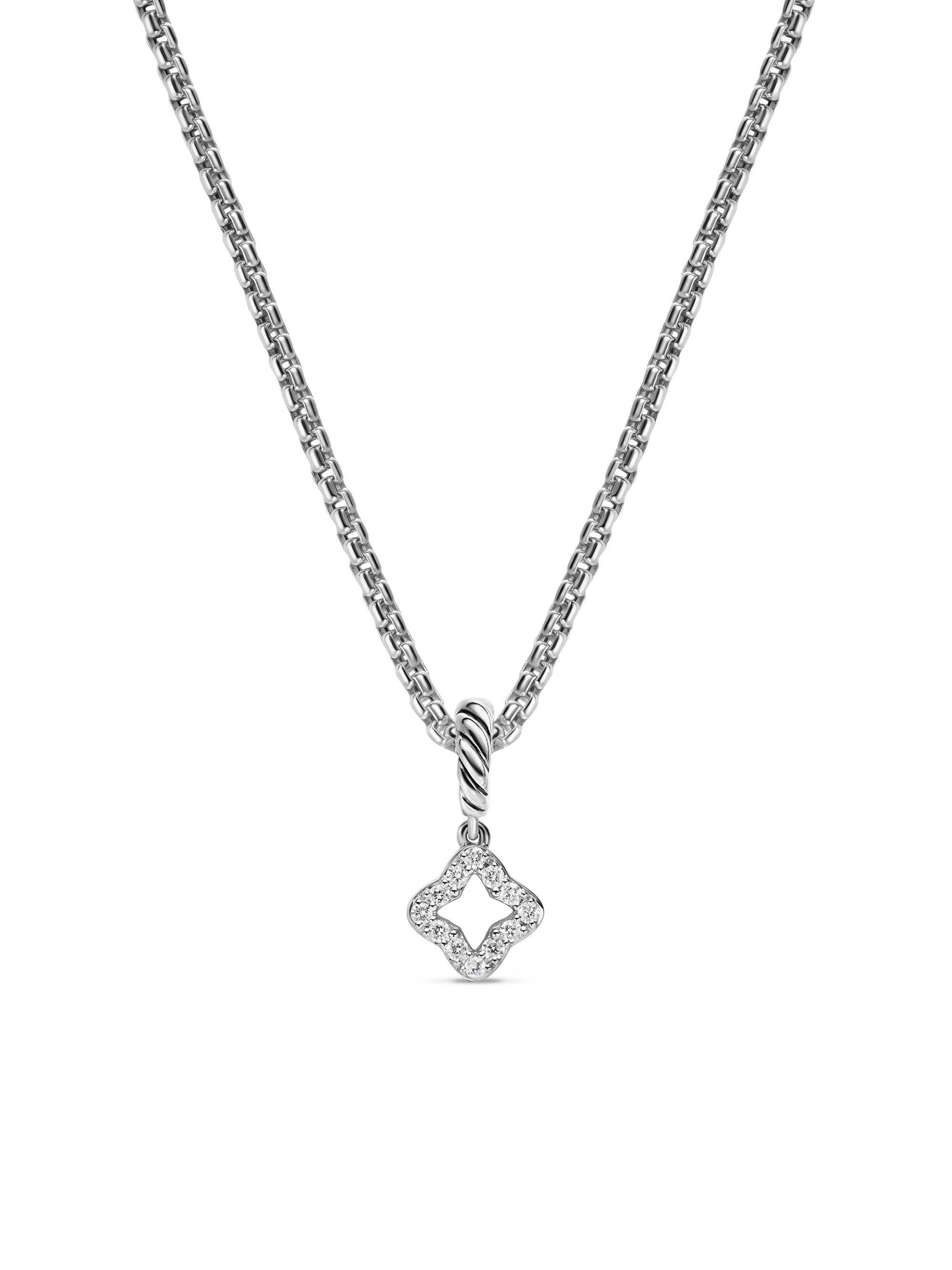 David Yurman Women's Micro Pavé Quatrefoil Amulet in Sterling Silver with Diamonds, 7.4MM - Diamond