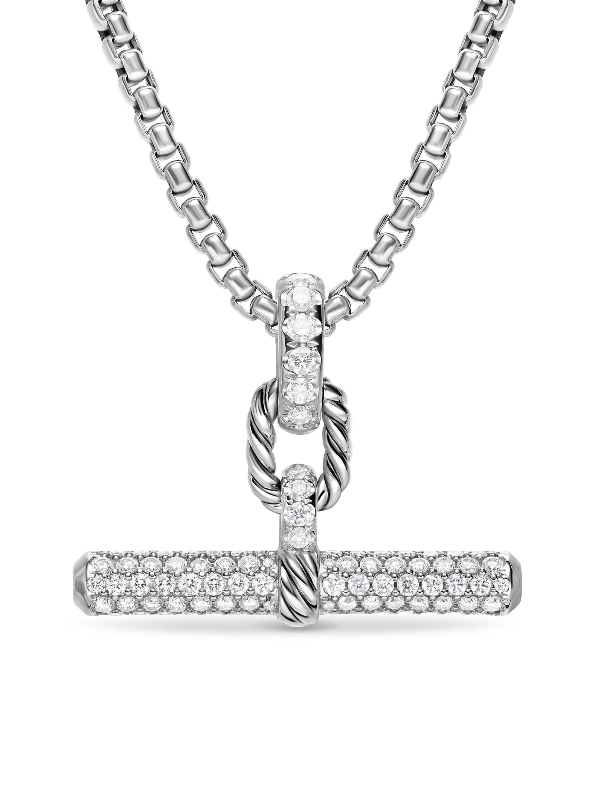 David Yurman Women's DY Madison Toggle Pendant in Sterling Silver with Diamonds, 29MM - Diamond