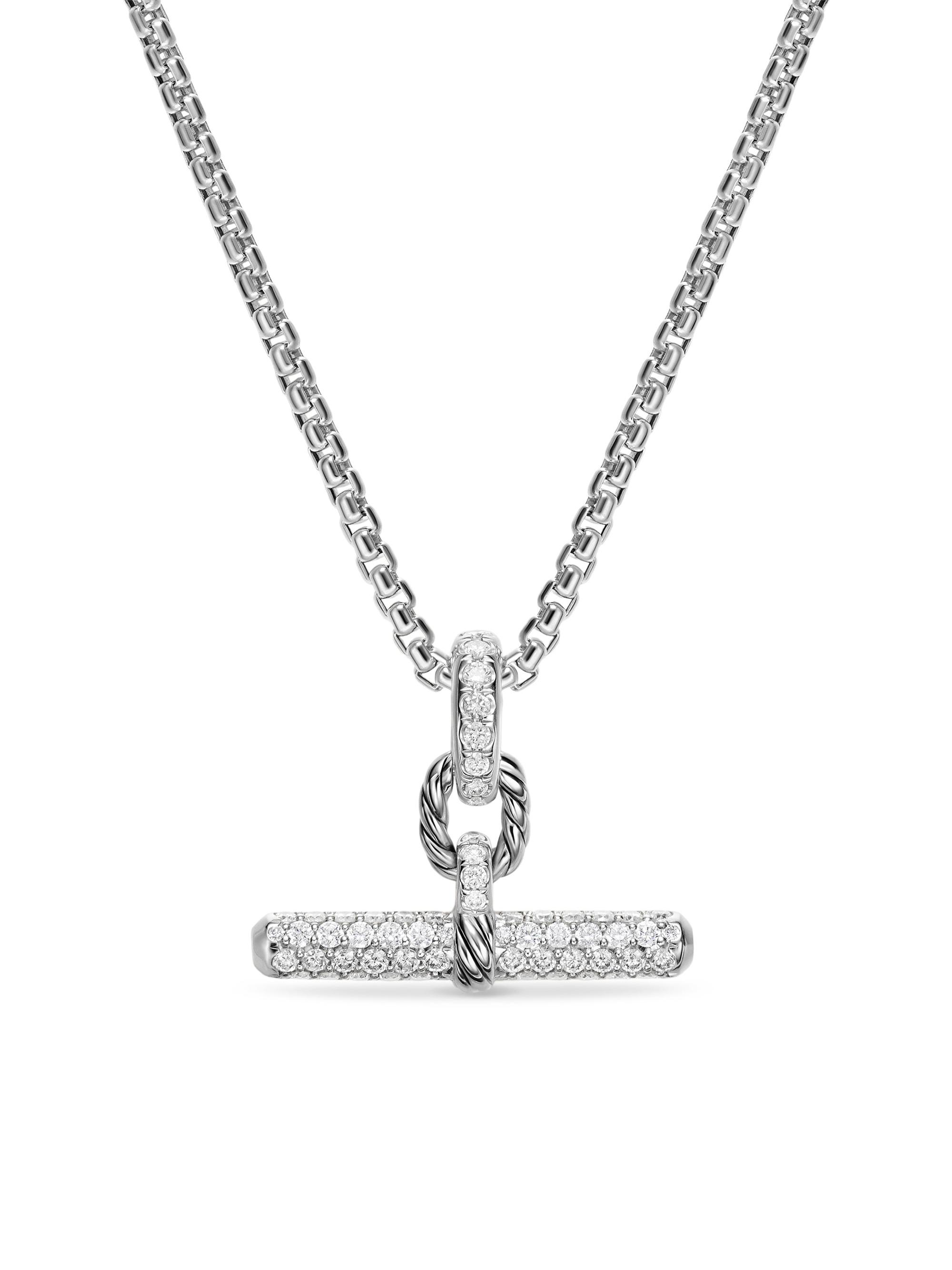 David Yurman Women's DY Madison Toggle Pendant in Sterling Silver with Diamonds, 20.2MM - Diamond