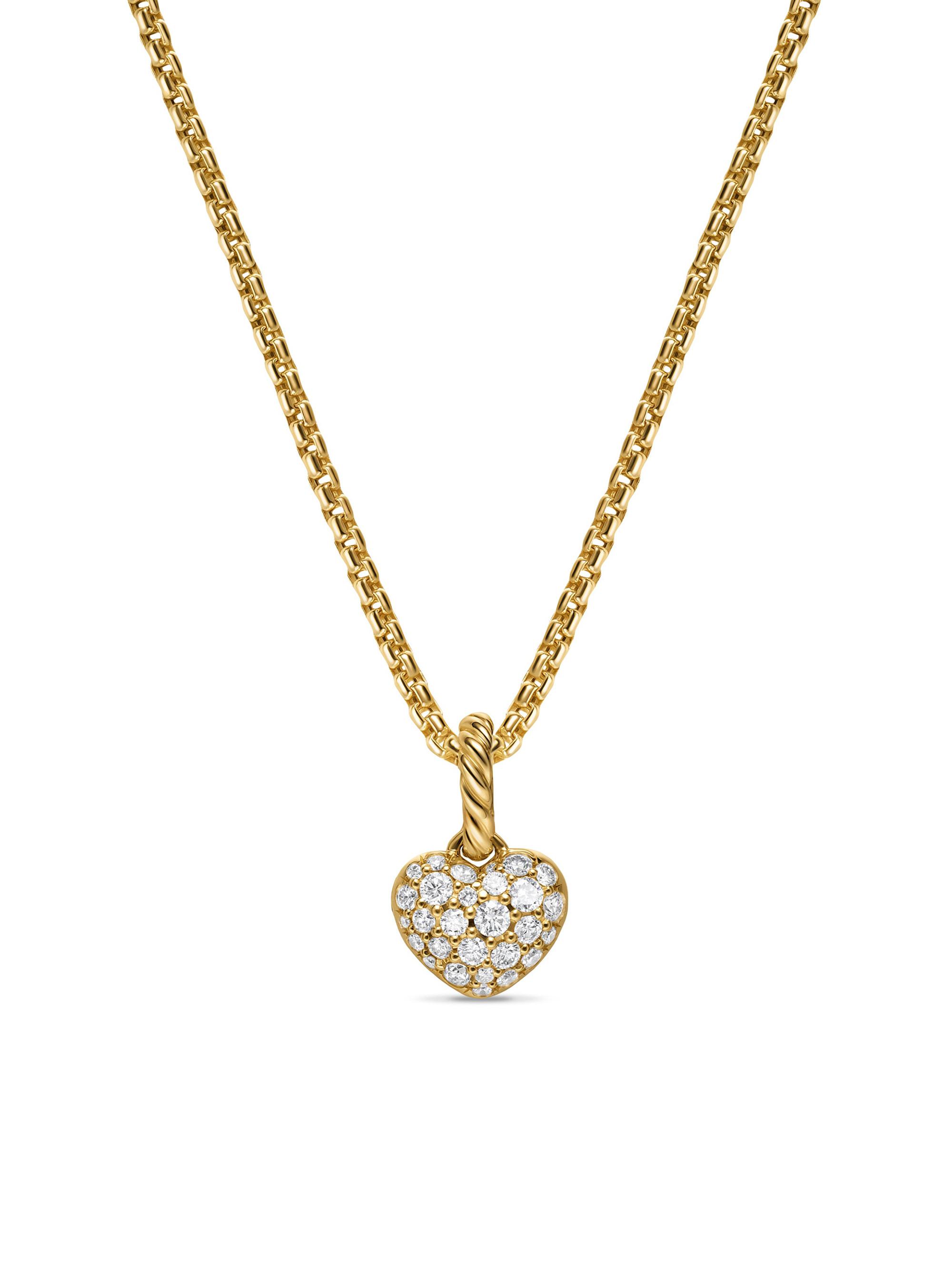 David Yurman Women's Petite Pavé Heart Amulet in 18K Yellow Gold with Diamonds, 7.4MM - Diamond