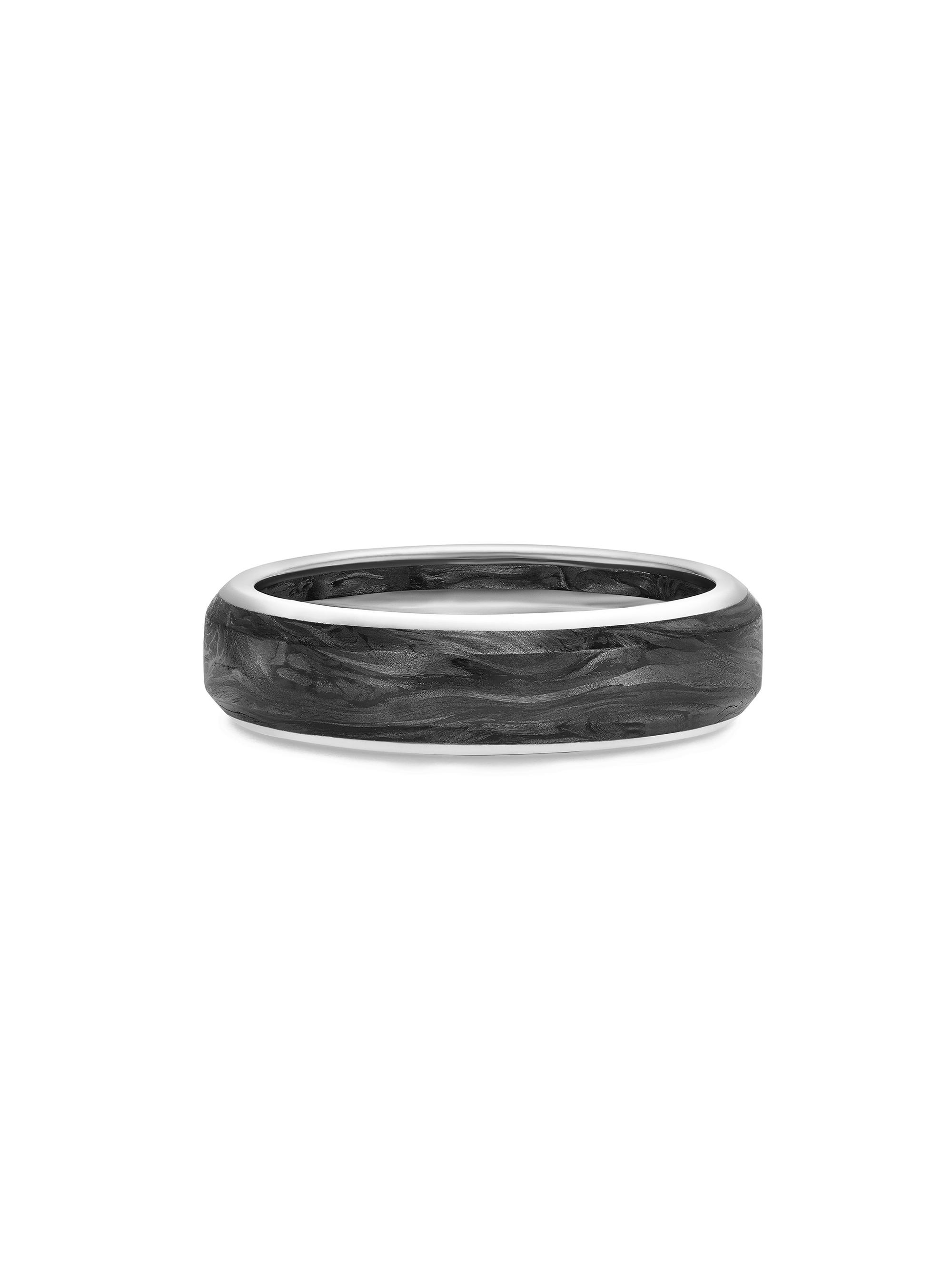 David Yurman Men's Streamline Band Ring in 18K White Gold - Forged Carbon