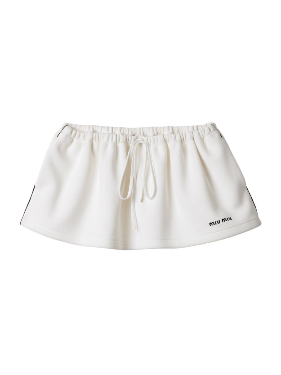 MiuMiu Bonded Pique And Technical Jersey Mini スカート ロゴ Miu Miu Bonded Piqué and Technical Jersey Miniskirt | Saks