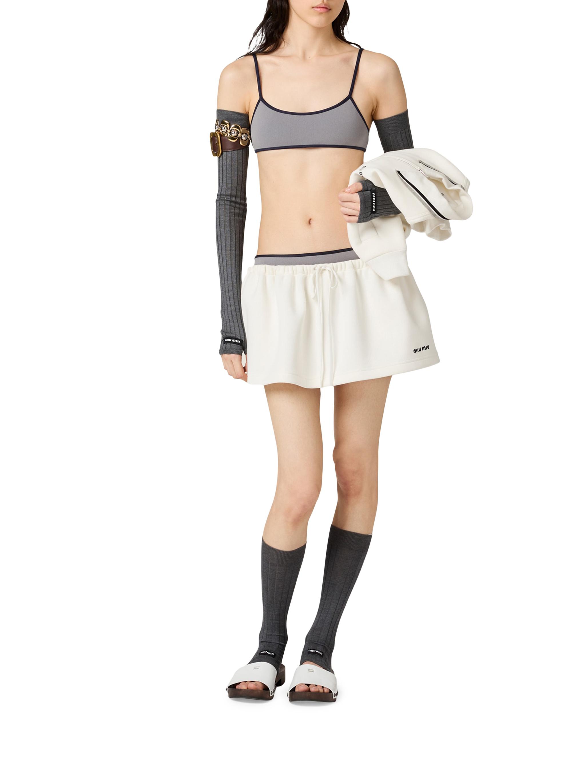 Miu Miu Bonded Piqué and Technical Jersey Miniskirt | Saks Fifth