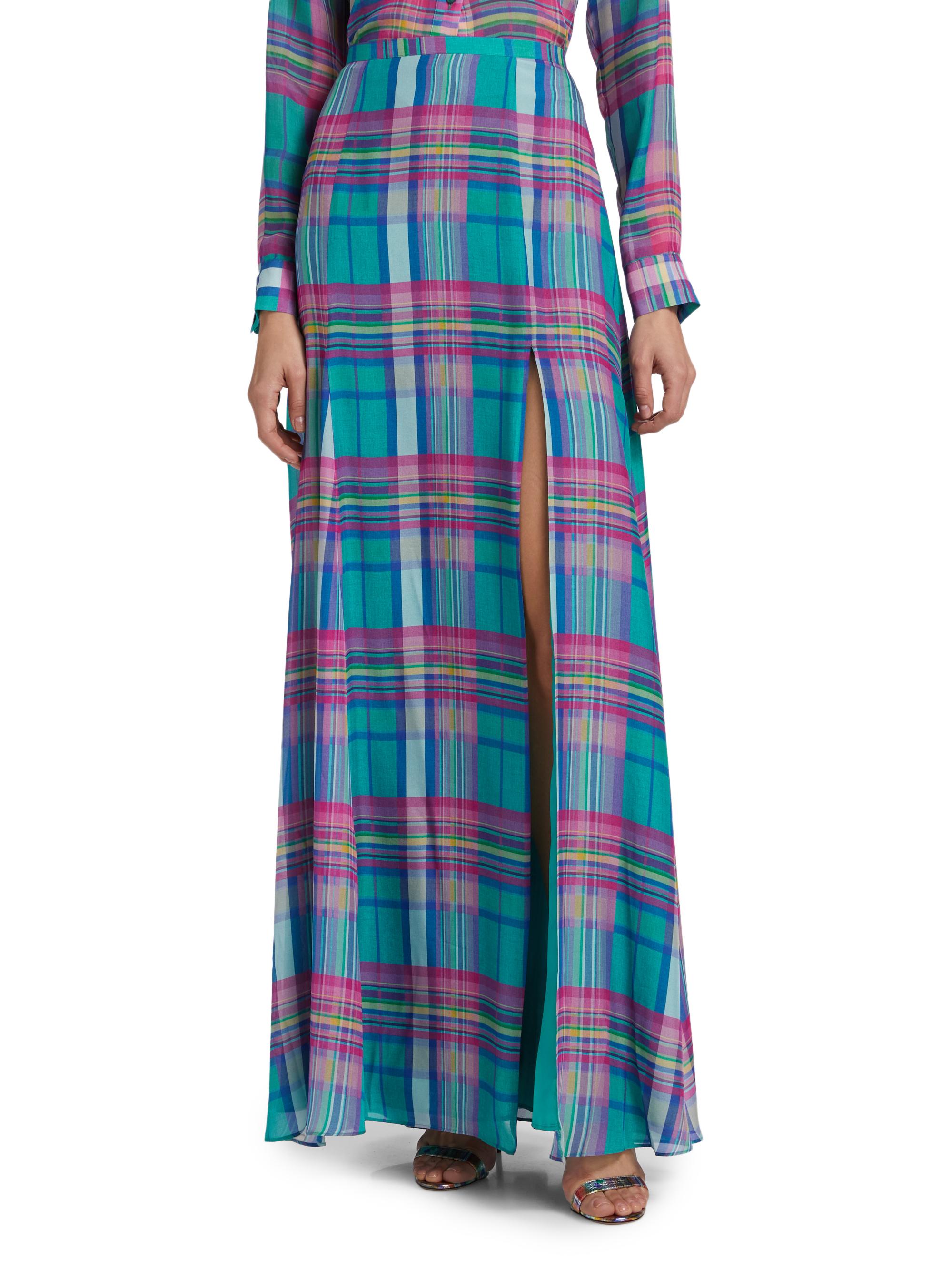 L'AGENCE Women's Patrica Plaid Slit Maxi Skirt - Multi Colorful Plaid | Thumbnail 3