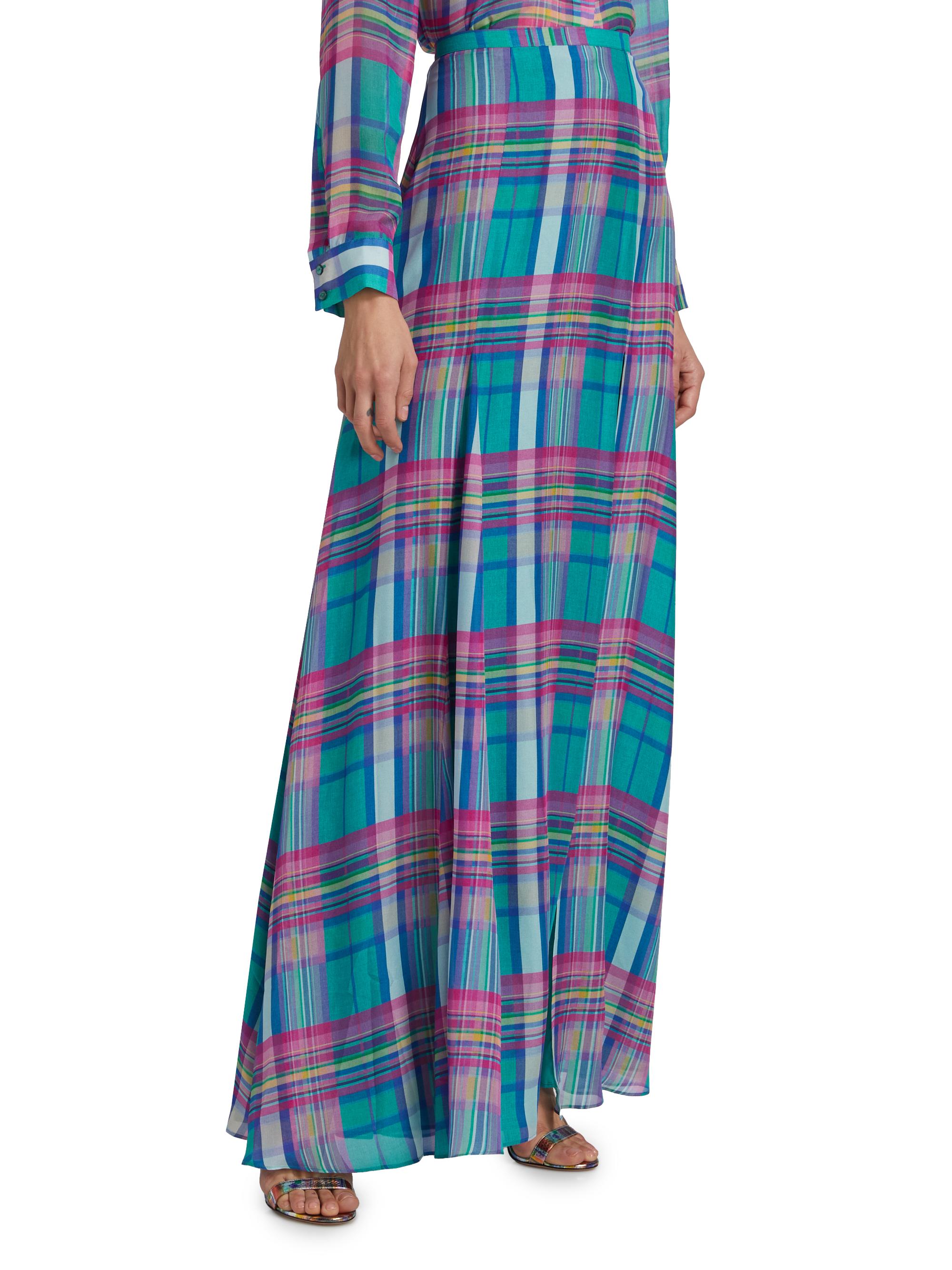 L'AGENCE Women's Patrica Plaid Slit Maxi Skirt - Multi Colorful Plaid | Thumbnail 4