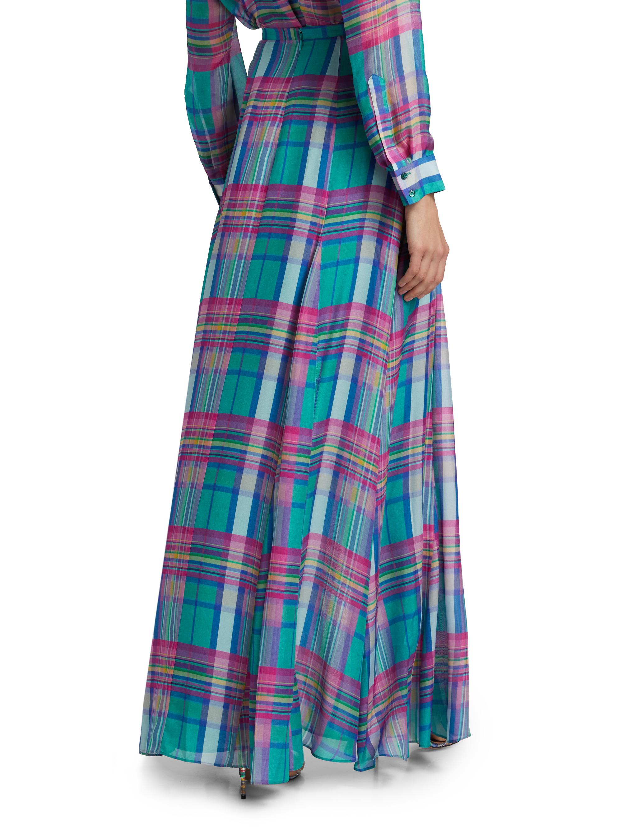 L'AGENCE Women's Patrica Plaid Slit Maxi Skirt - Multi Colorful Plaid | Thumbnail 5