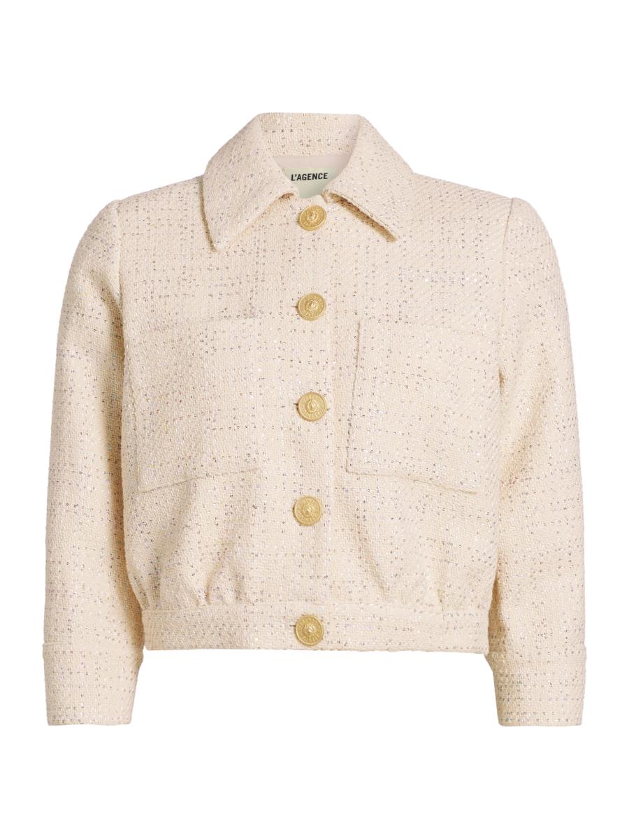 L'AGENCE Jia Tweed Crop Jacket | Saks Fifth Avenue