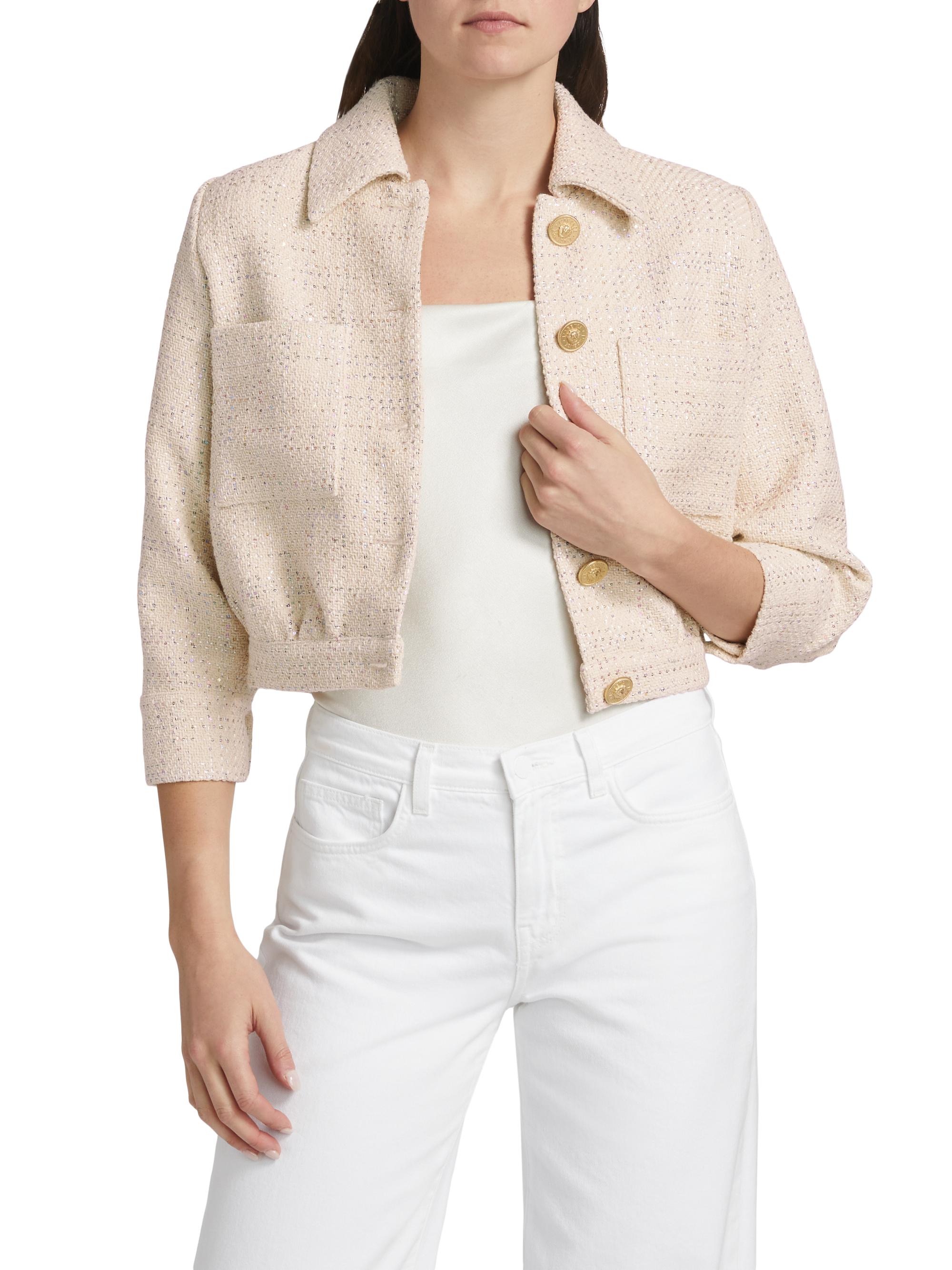 L'AGENCE Jia Tweed Crop Jacket | Saks Fifth Avenue