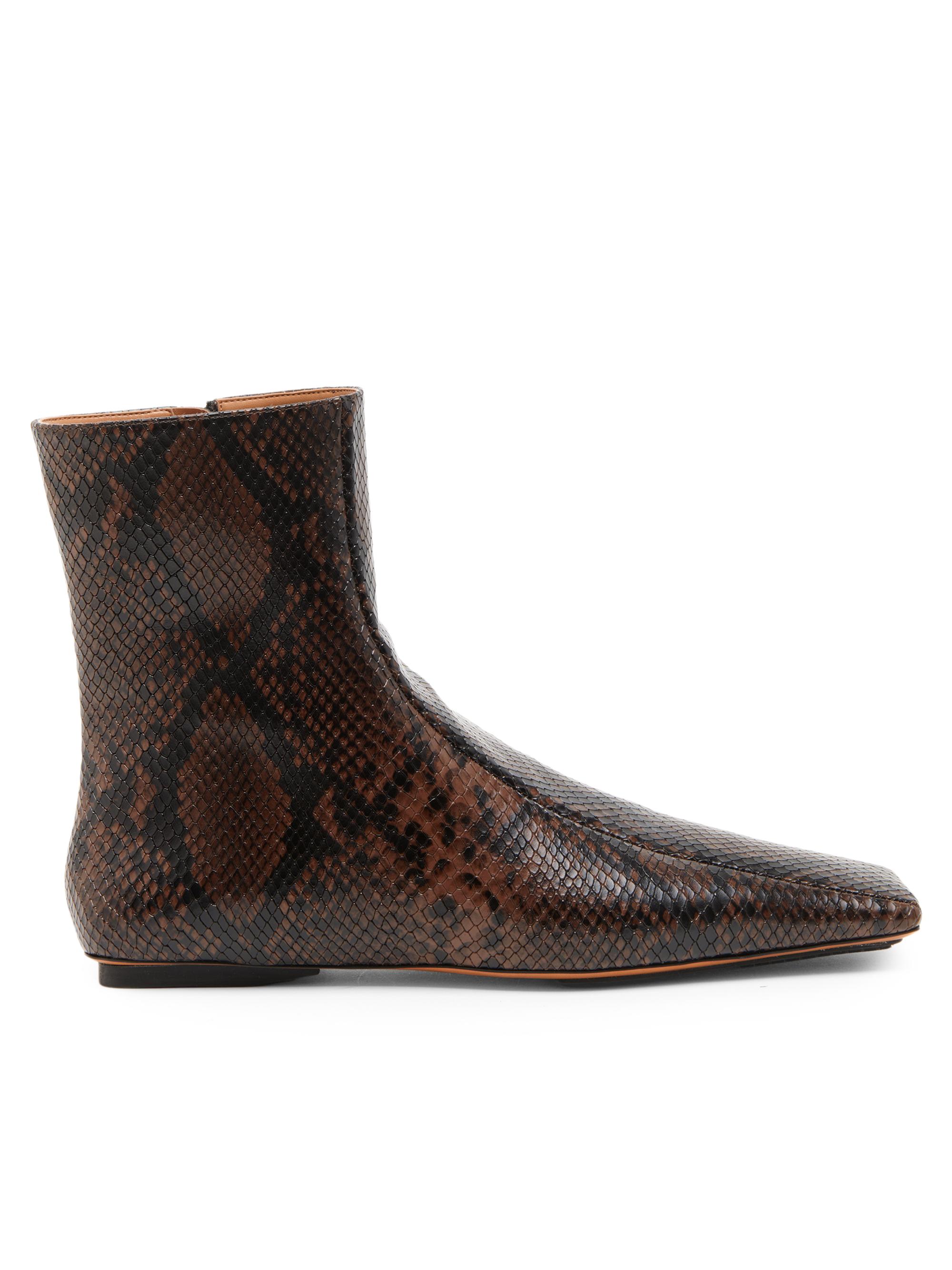 Stella McCartney Women's Snakeskin-Printed Booties - Coffee