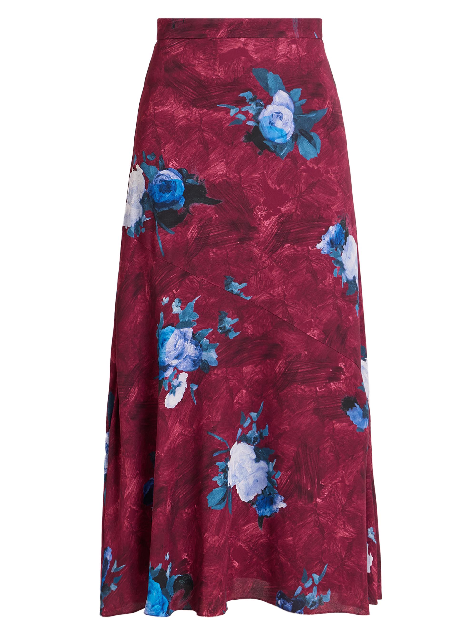 Erdem Women's Floral A-Line Midi-Skirt - Abstract Rose Mulberry Red