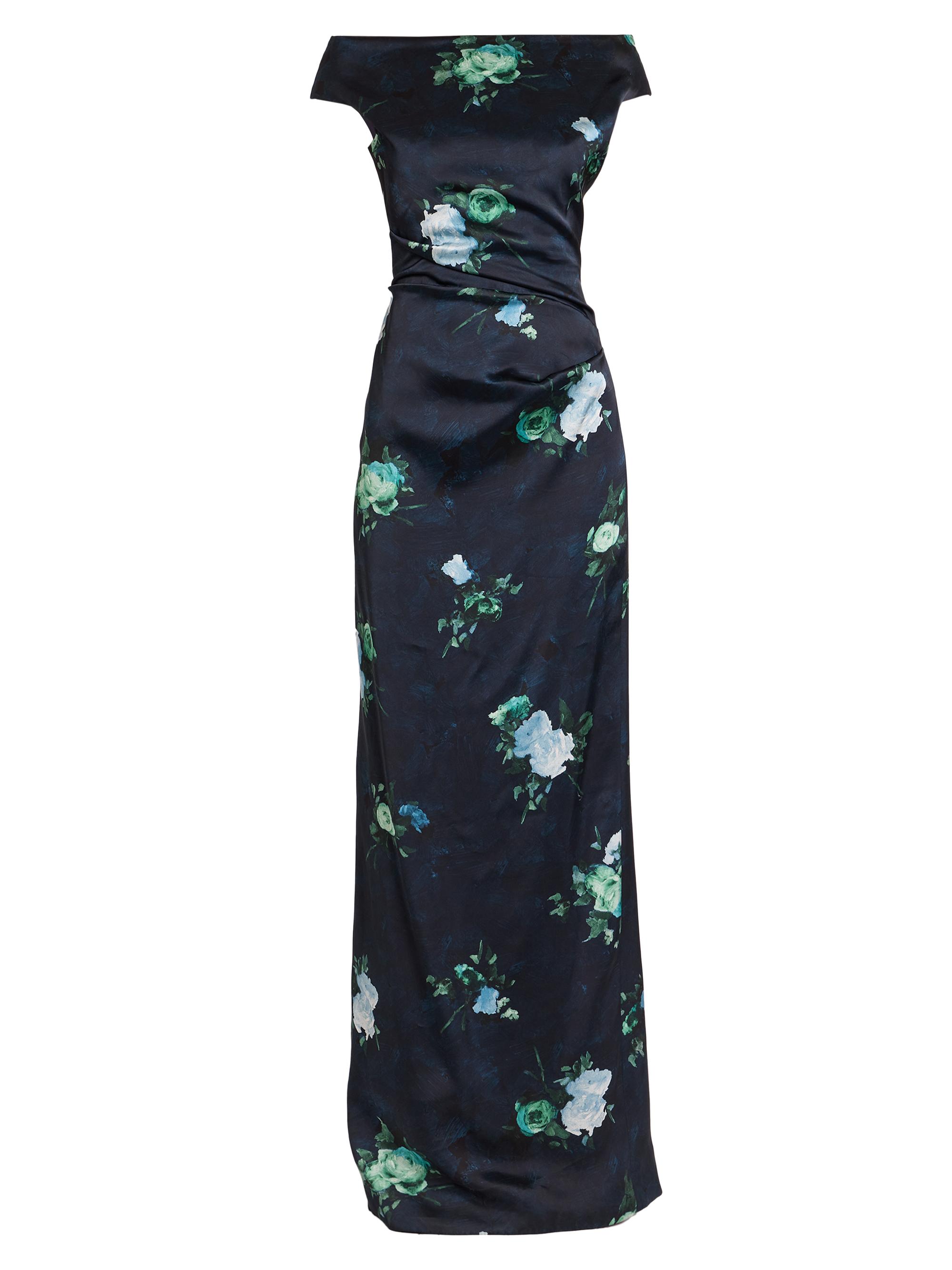 Erdem Women's Floral Ruched Short-Sleeve Gown - Abstract Rose Navy