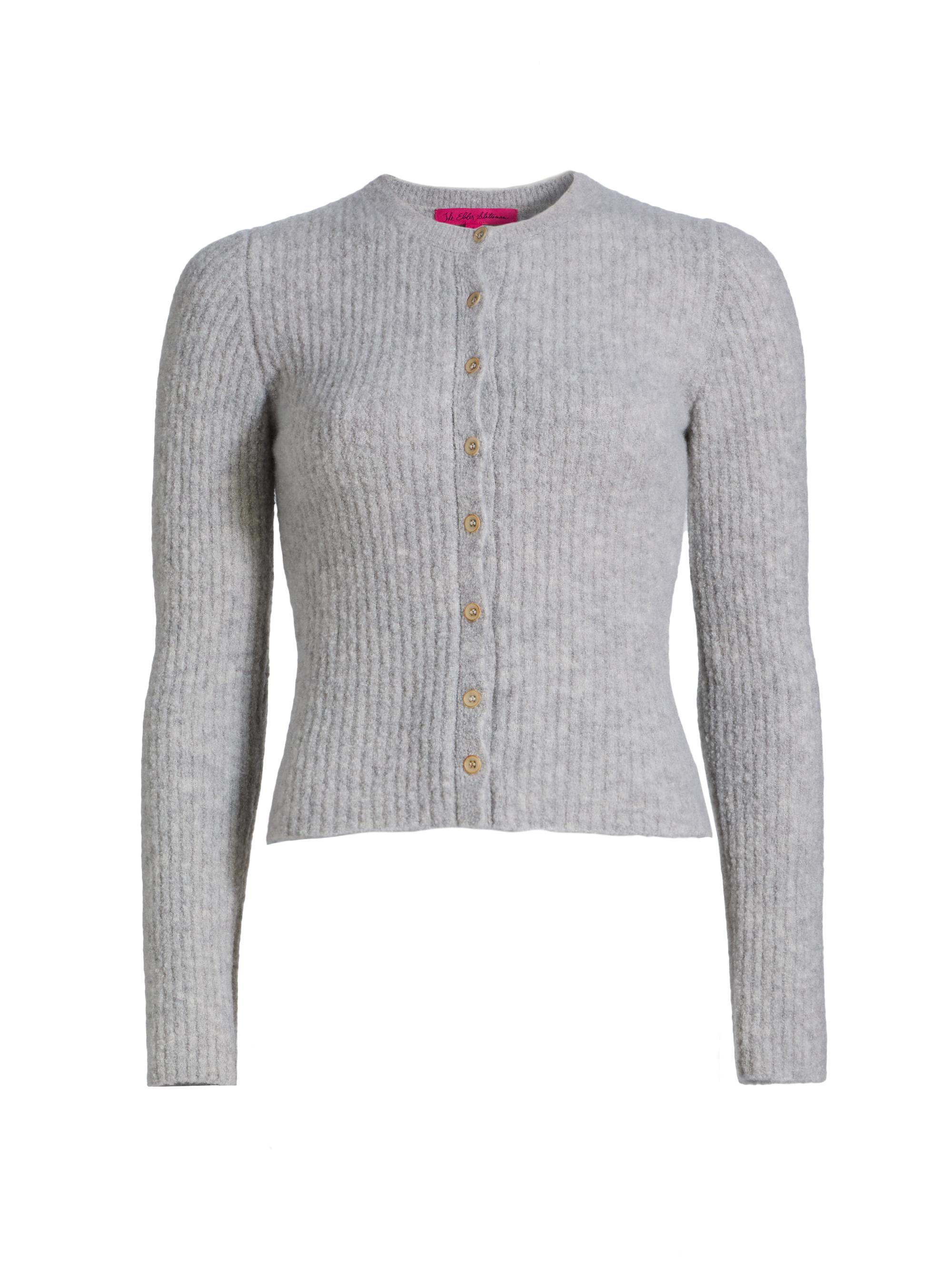 The Elder Statesman Women's Rib-Knit Cashmere-Silk Cardigan - Heather Grey