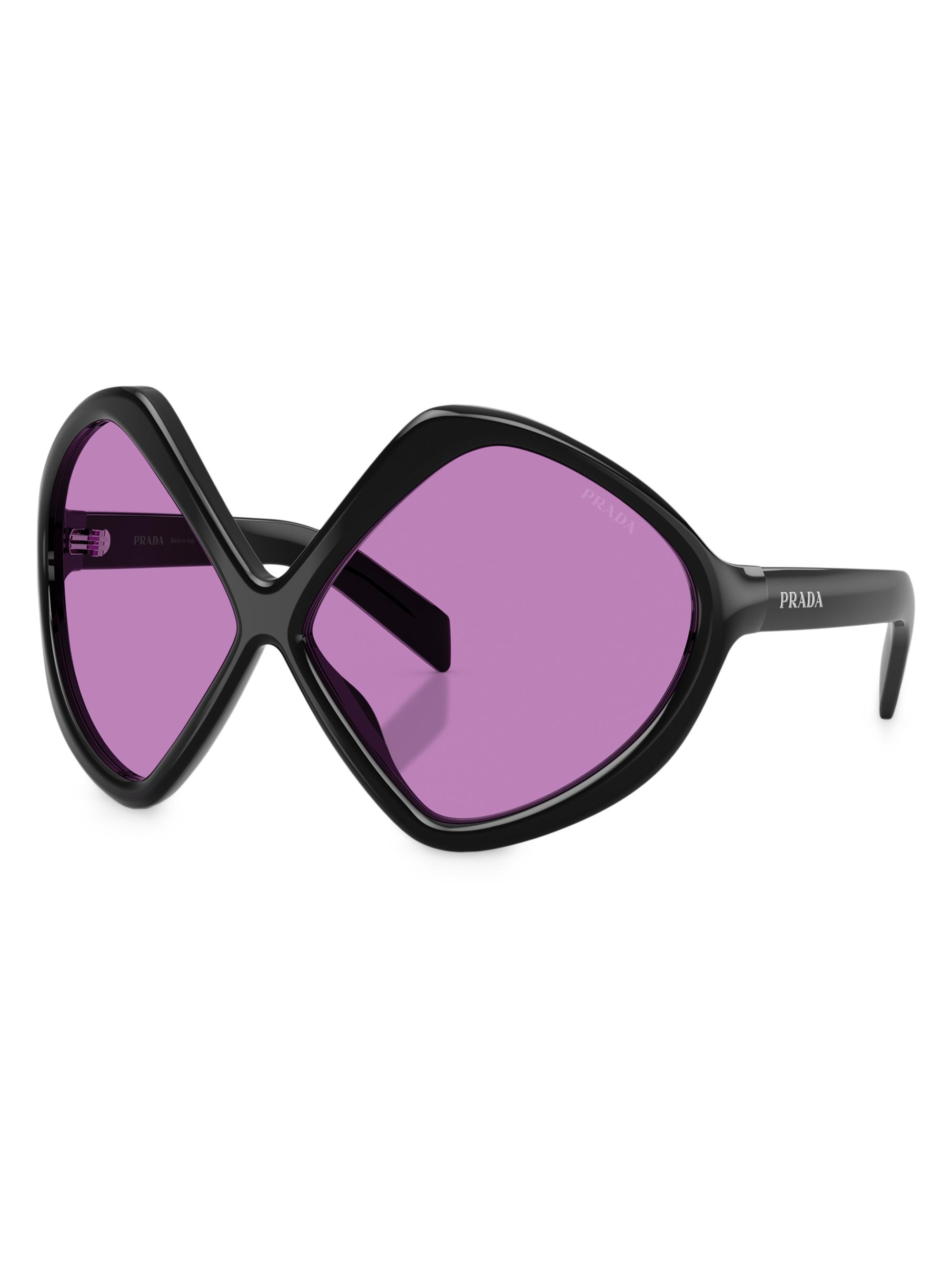 Prada Women's 68MM Shield Sunglasses - Black Purple