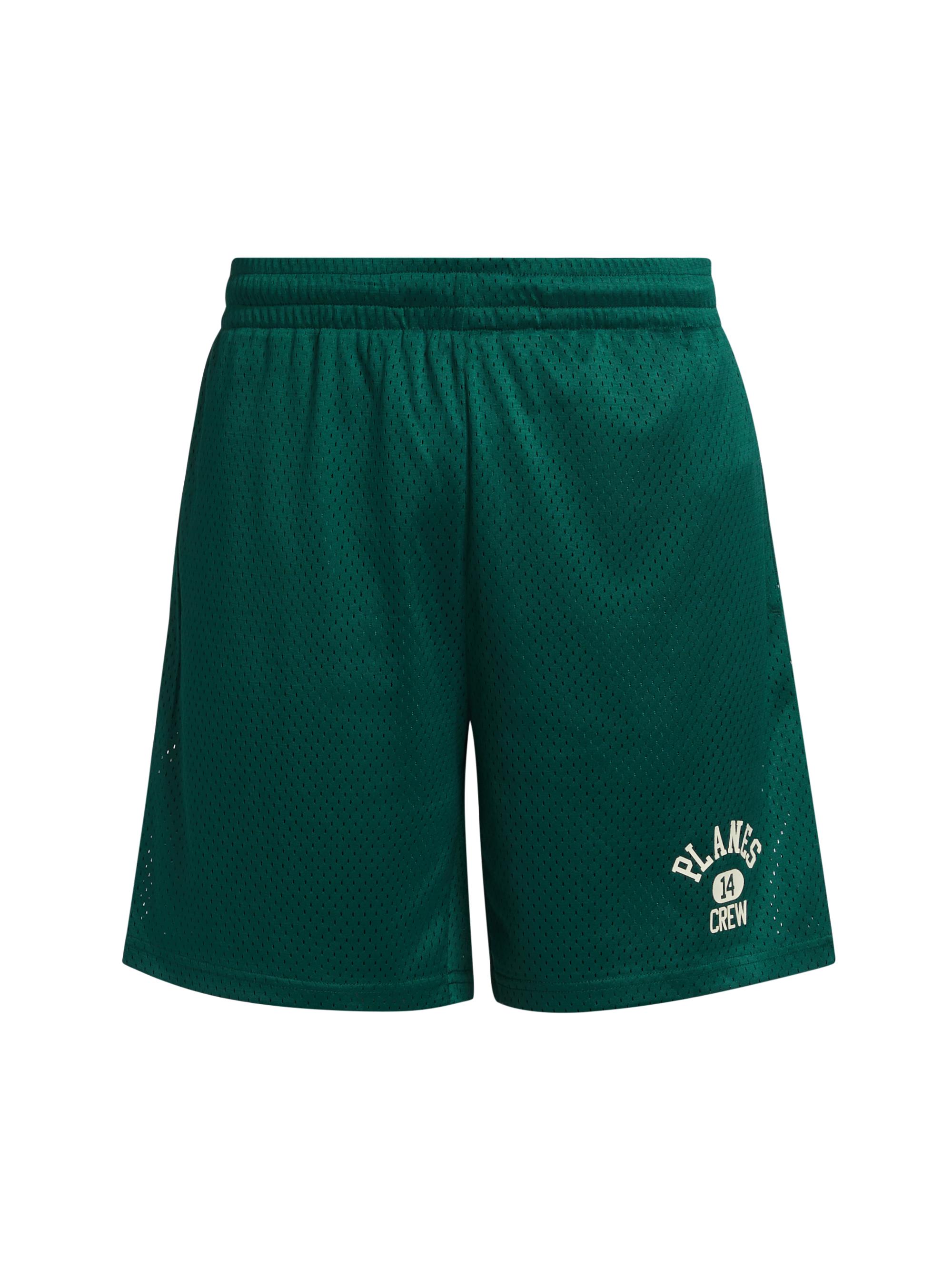 Paper Planes Men's Solid Mesh Basketball Shorts - Emerald Green