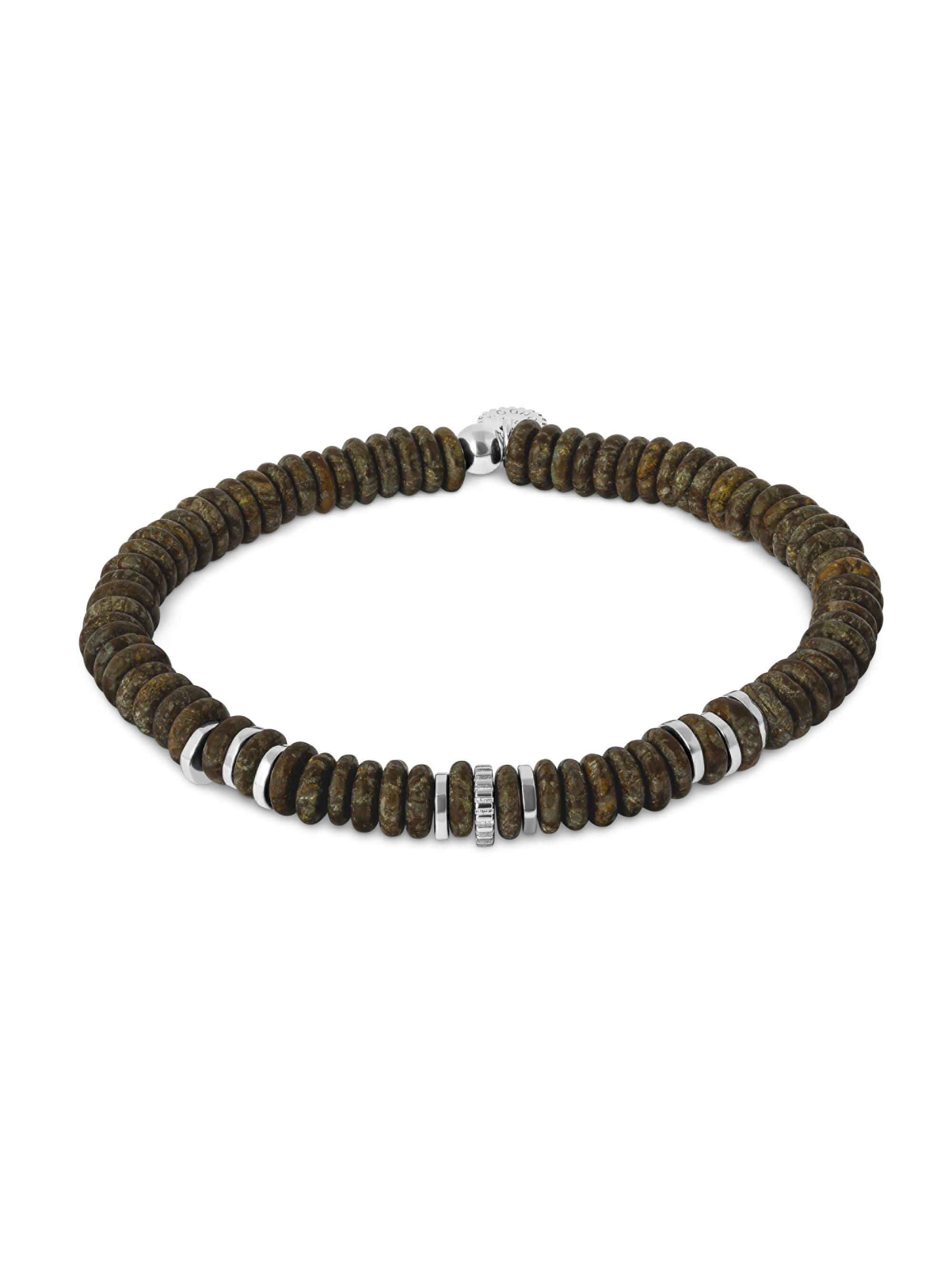 Tateossian Men's Polished Lapis Disc Bracelet - Brown Obsidian