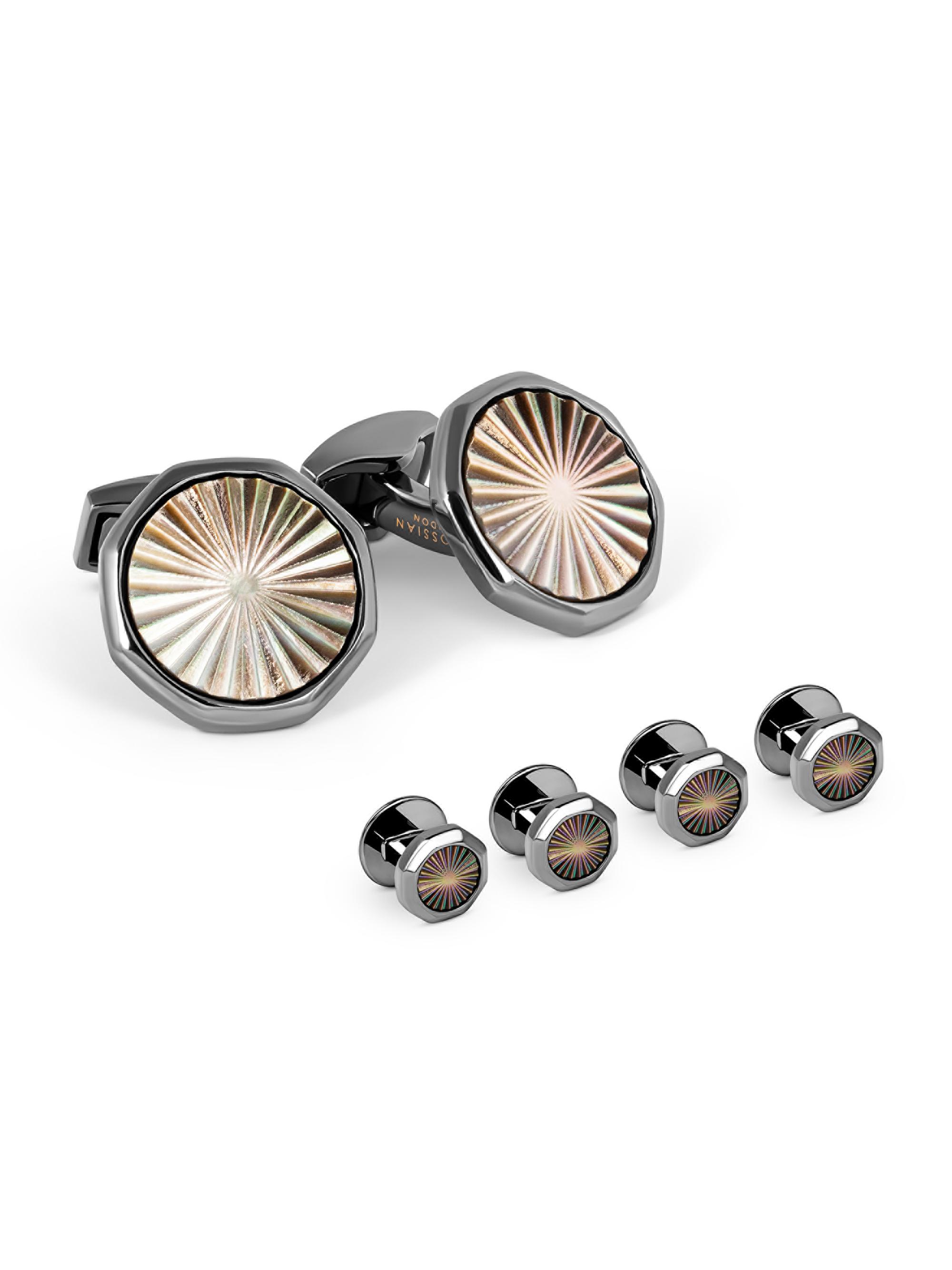 Tateossian Men's Sunburst 6-Piece Stud & Cufflink Set - Black Gunmetal