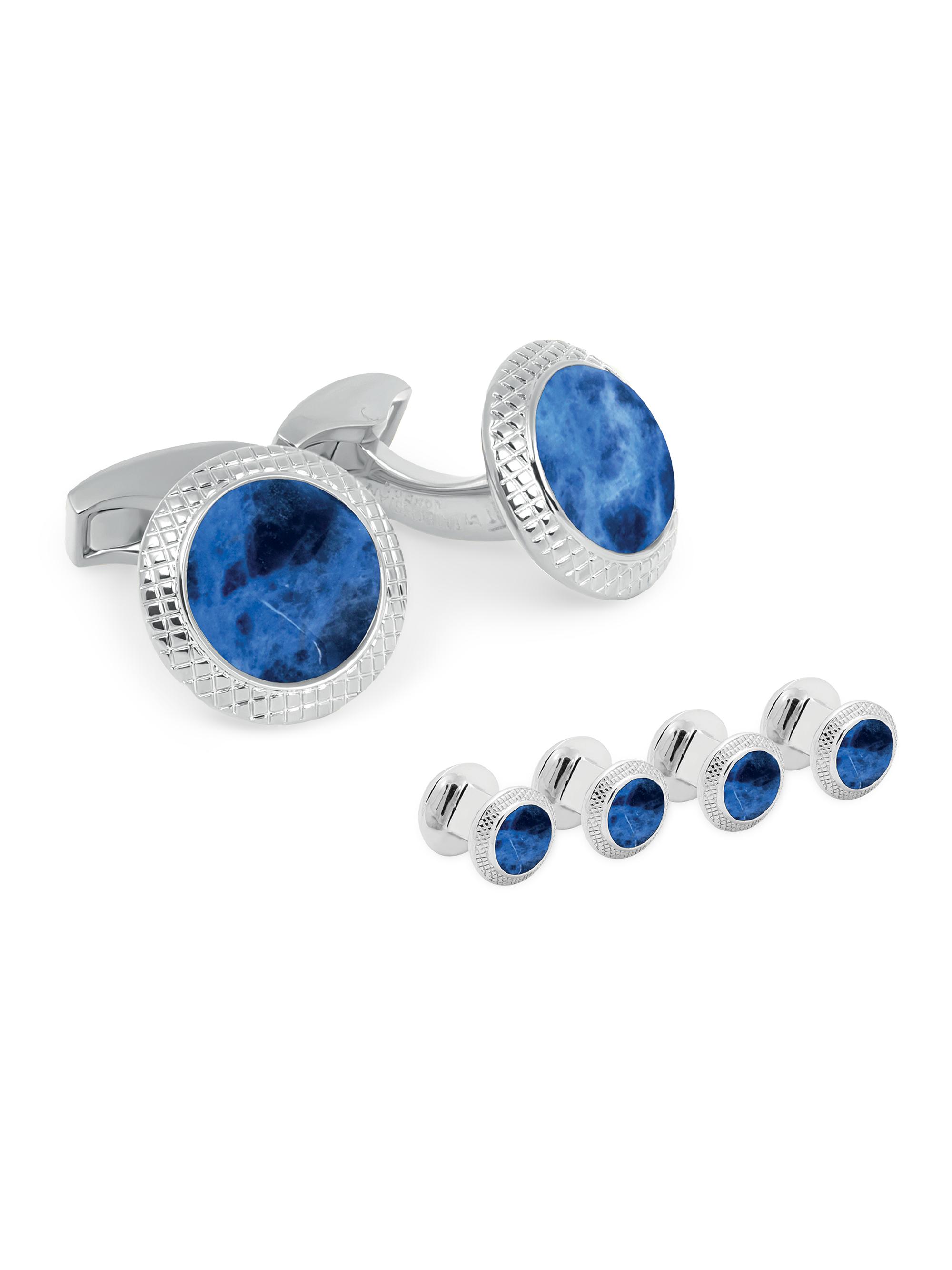 Tateossian Men's Sodalite Bullseye Stud & Cufflink Set - Bluesodalite