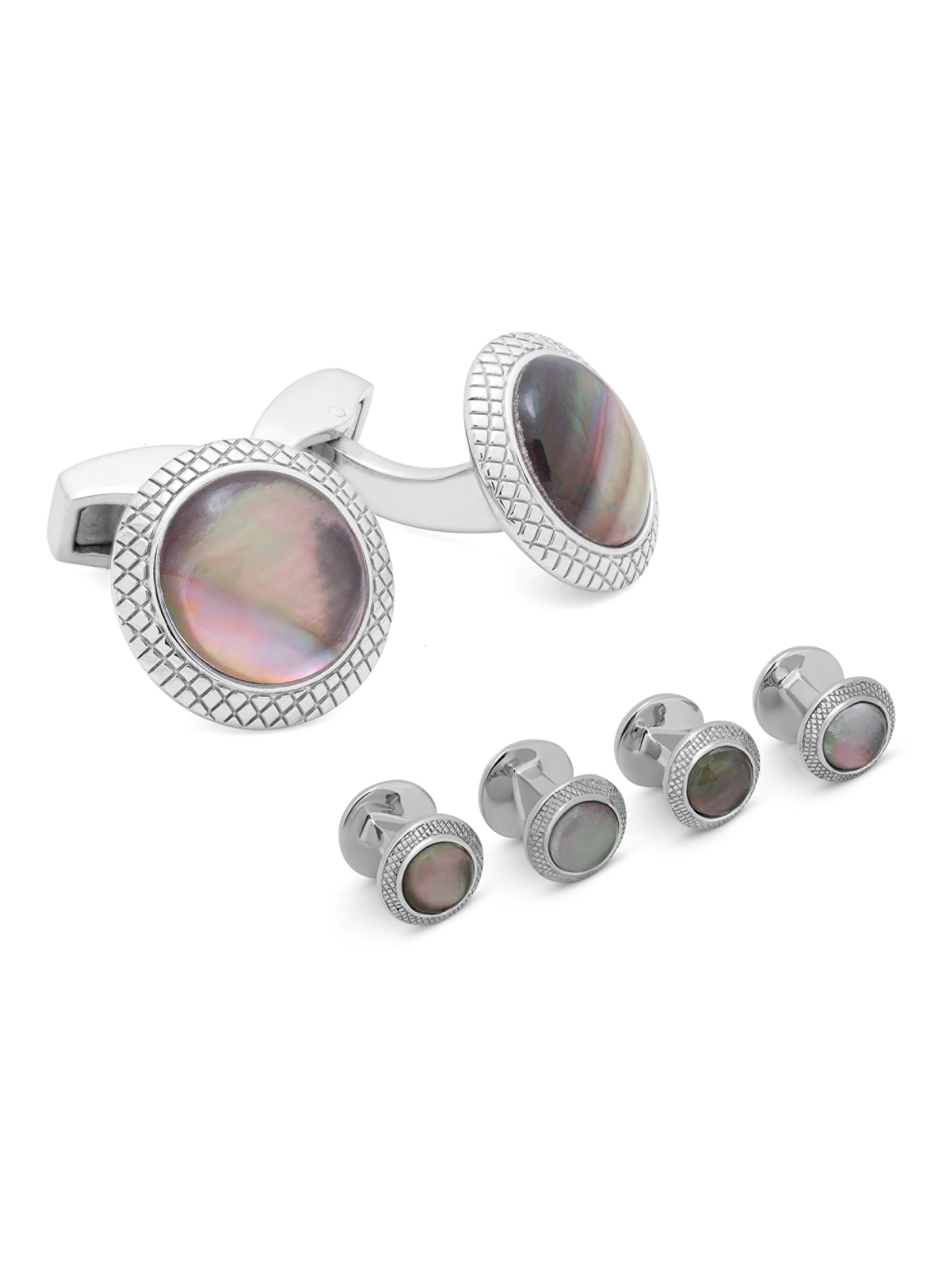 Tateossian Men's Quartz Stud & Cufflink Set - Blackquartz