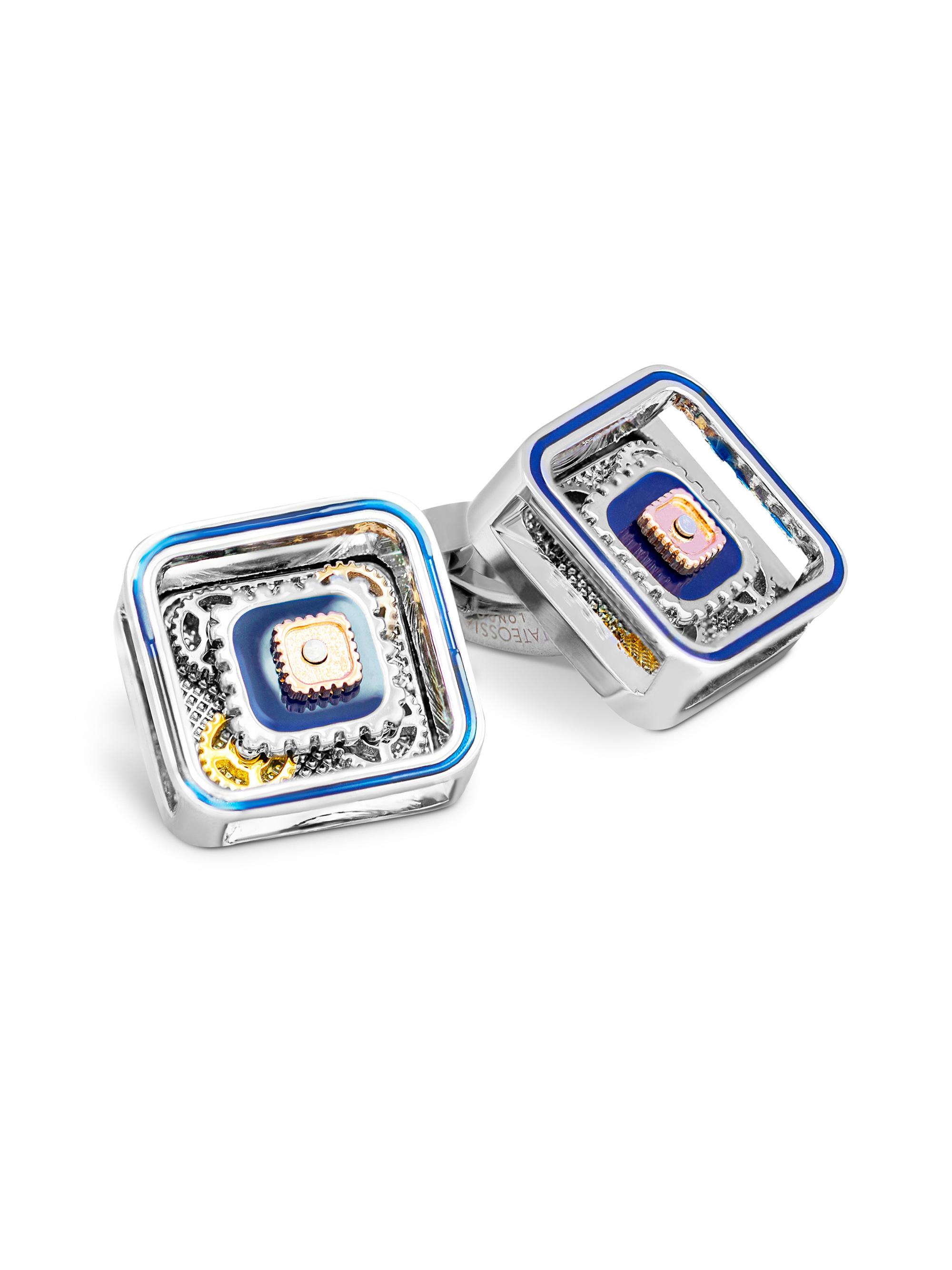 Tateossian Men's Quadrato Gear Cuflinks - Bluepalladium