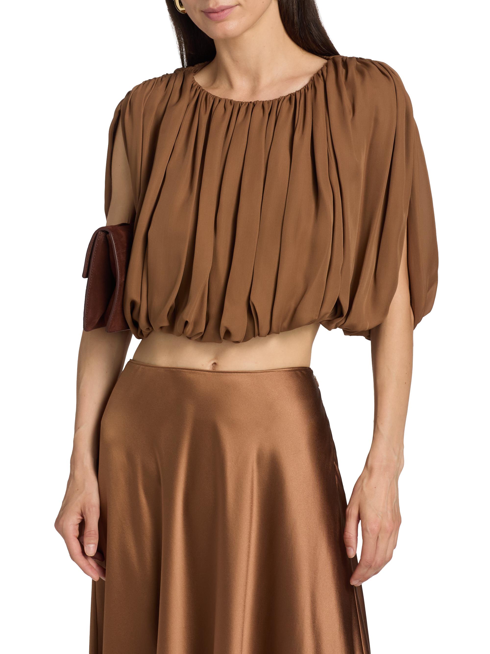Heirlome Penelope Silk Cropped Bubble-Hem Top | Saks Fifth Avenue