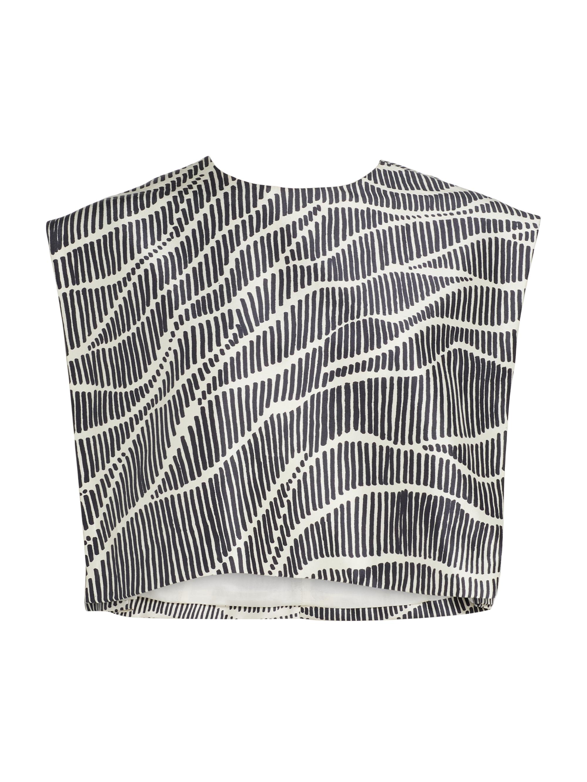 Heirlome Women's Milagros Striped Silk Boxy Crop Top - Black