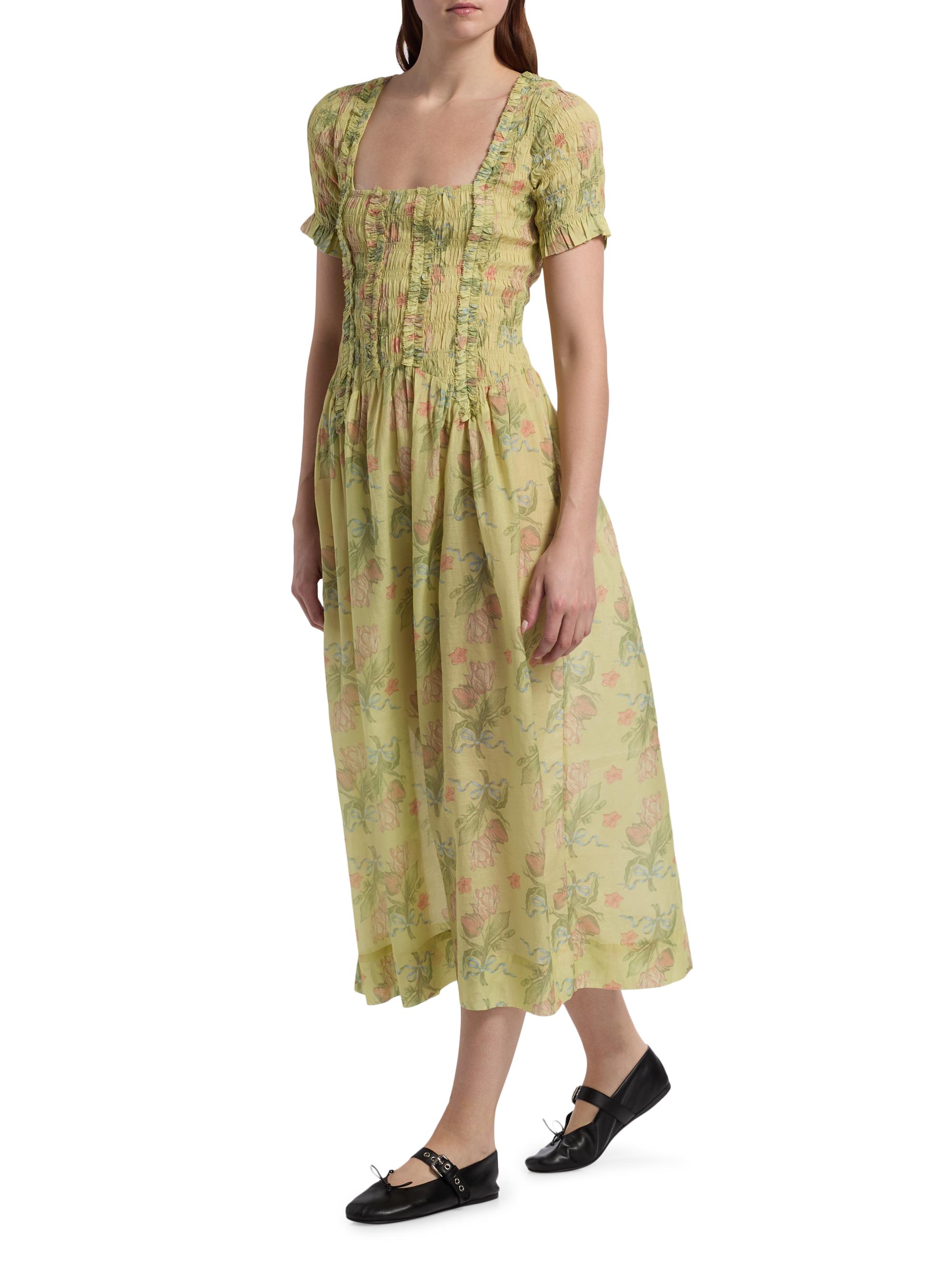 knee length dresses for ladies Gauze Ruffle Midi Dress- Terracotta main image 1