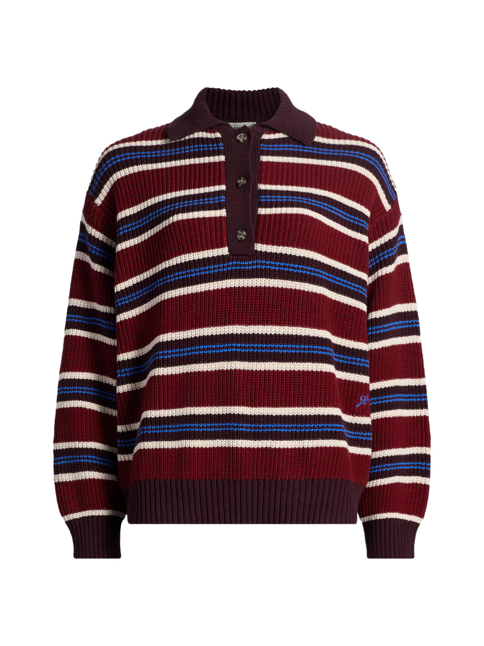 Damson Madder Women's Ilona Striped Rugby Sweater - Burgundy