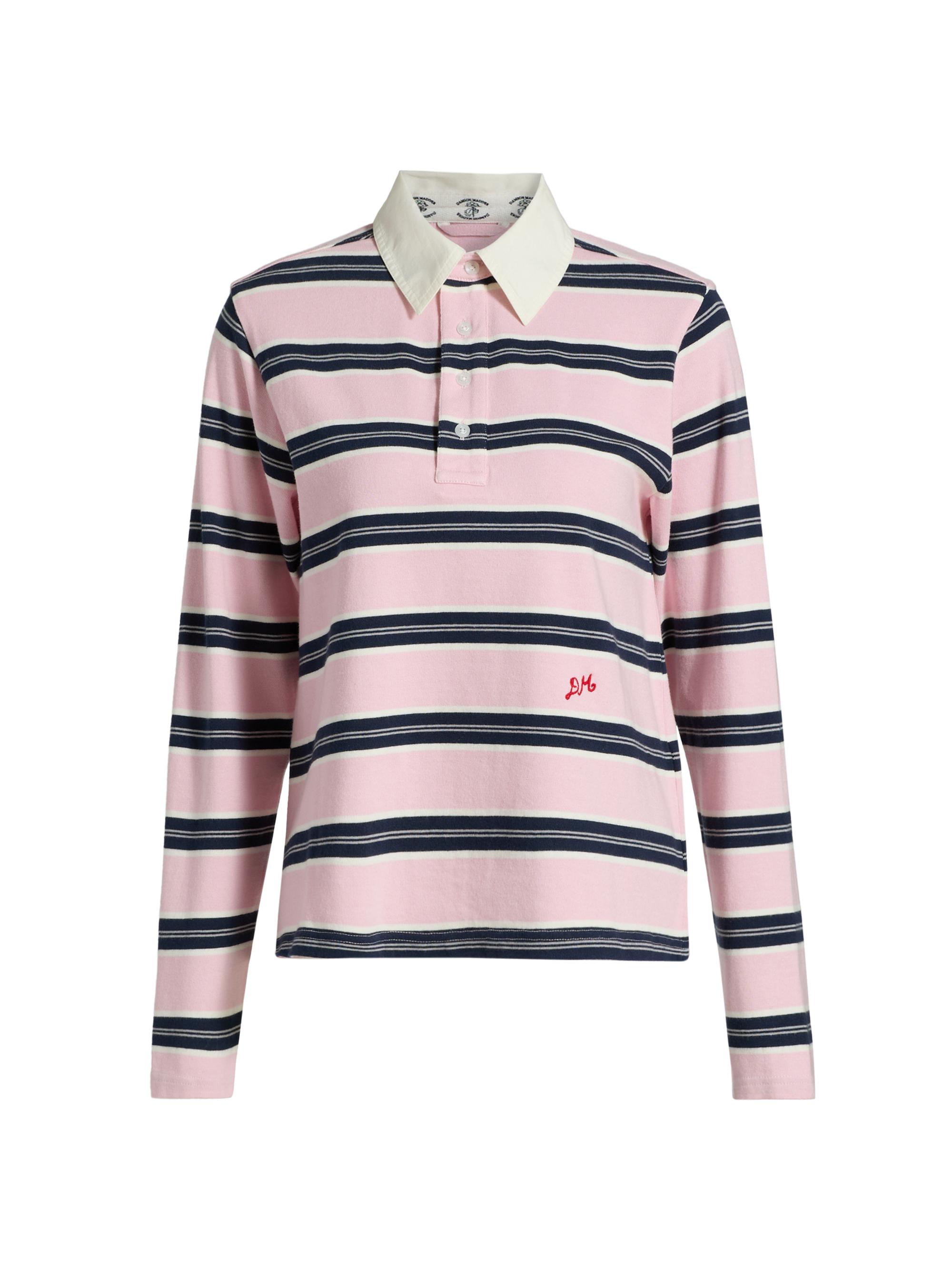 Pink Jack Wills Womens Rugby Shirt Jack Wills Pink Striped 3/4