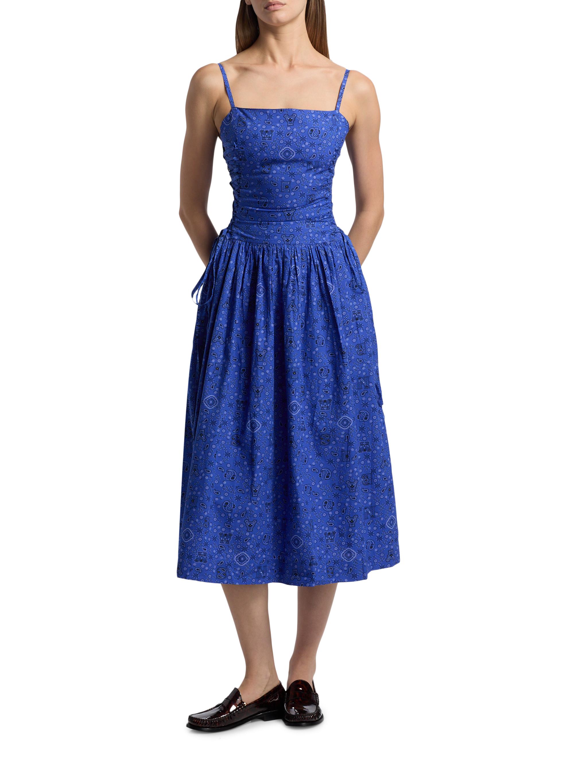 green emerald velvet dress Staud Dena Dress | Print/Blue/Floral | Size 0
