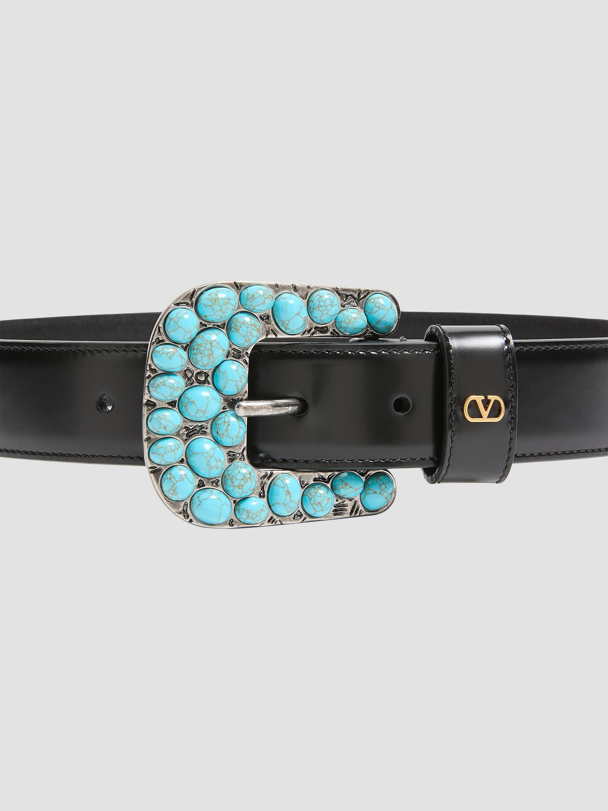 Valentino Garavani Vlogo Signature Brushed Calfskin Belt 30  display picture 3