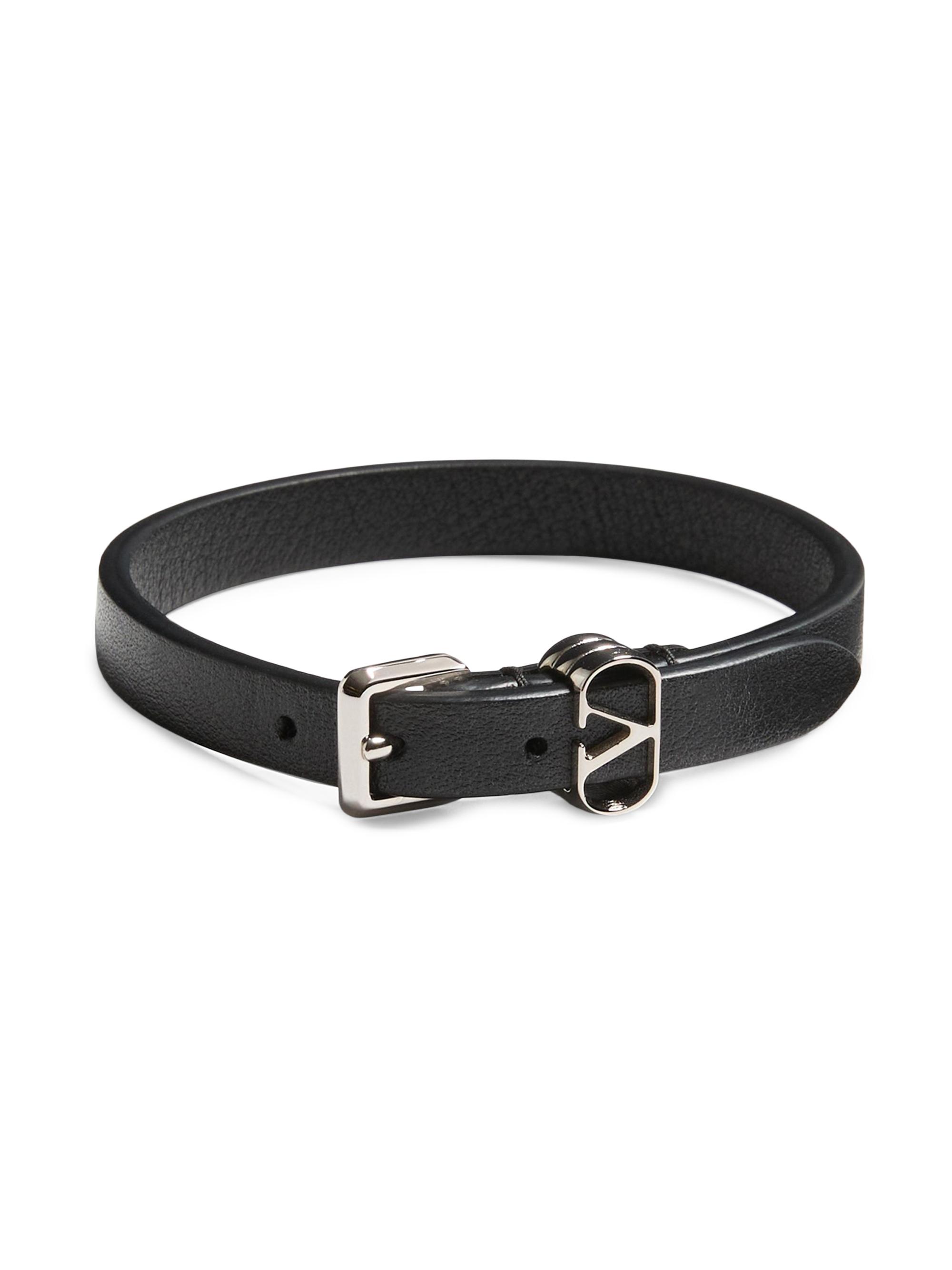 Valentino Garavani Men's Ovalette Calfskin Bracelet - Black