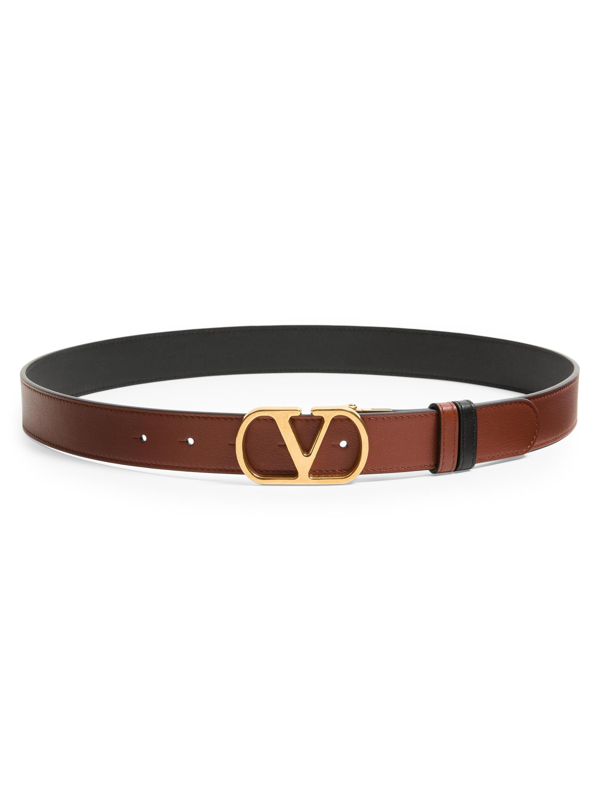 VALENTINO ベルト S 65cm Valentino Garavani Belt Womens 65 26 XS Brown Gold Tone Snap