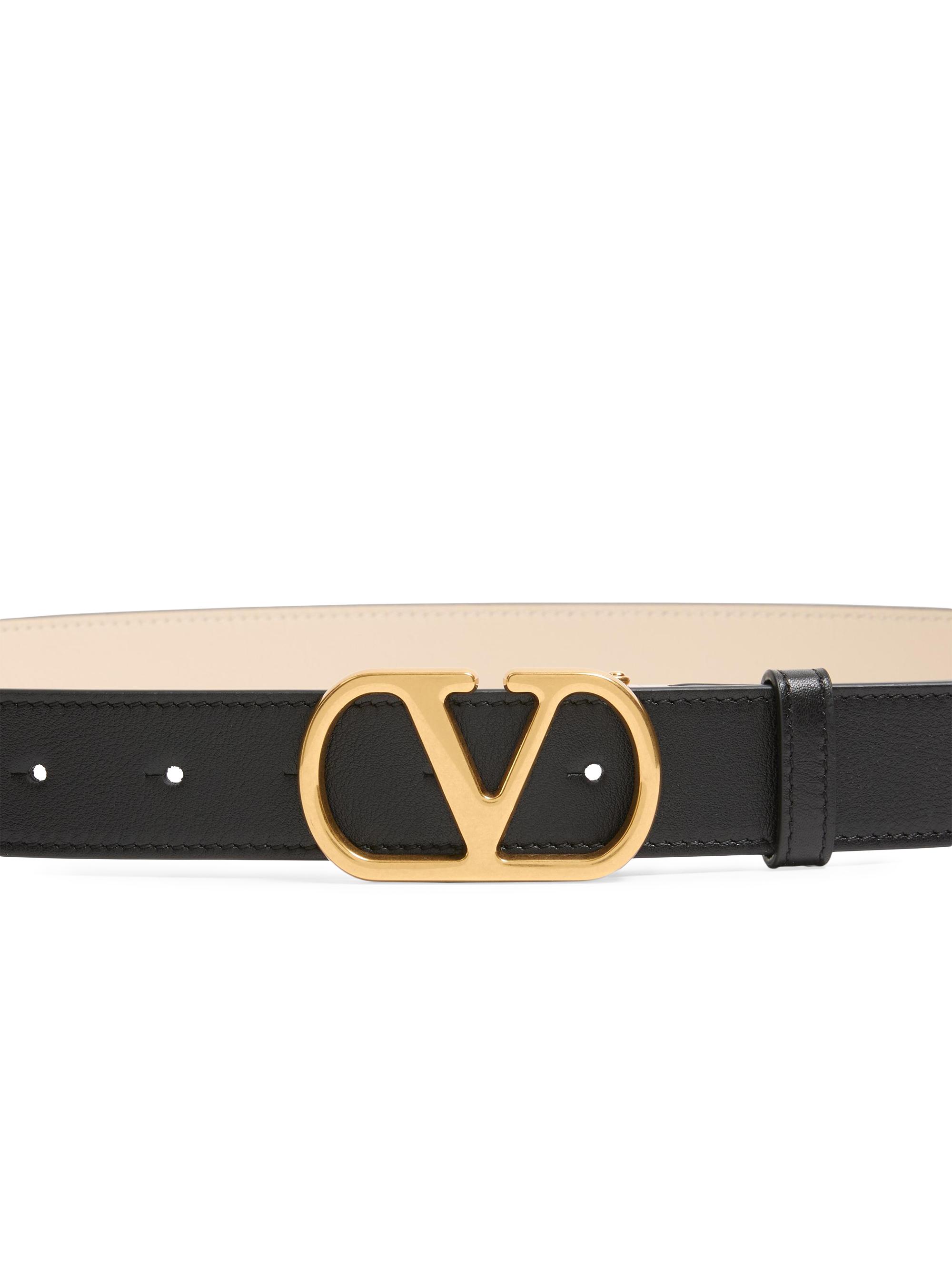 Valentino Garavani Vlogo Signature Reversible Shiny Calfskin Belt