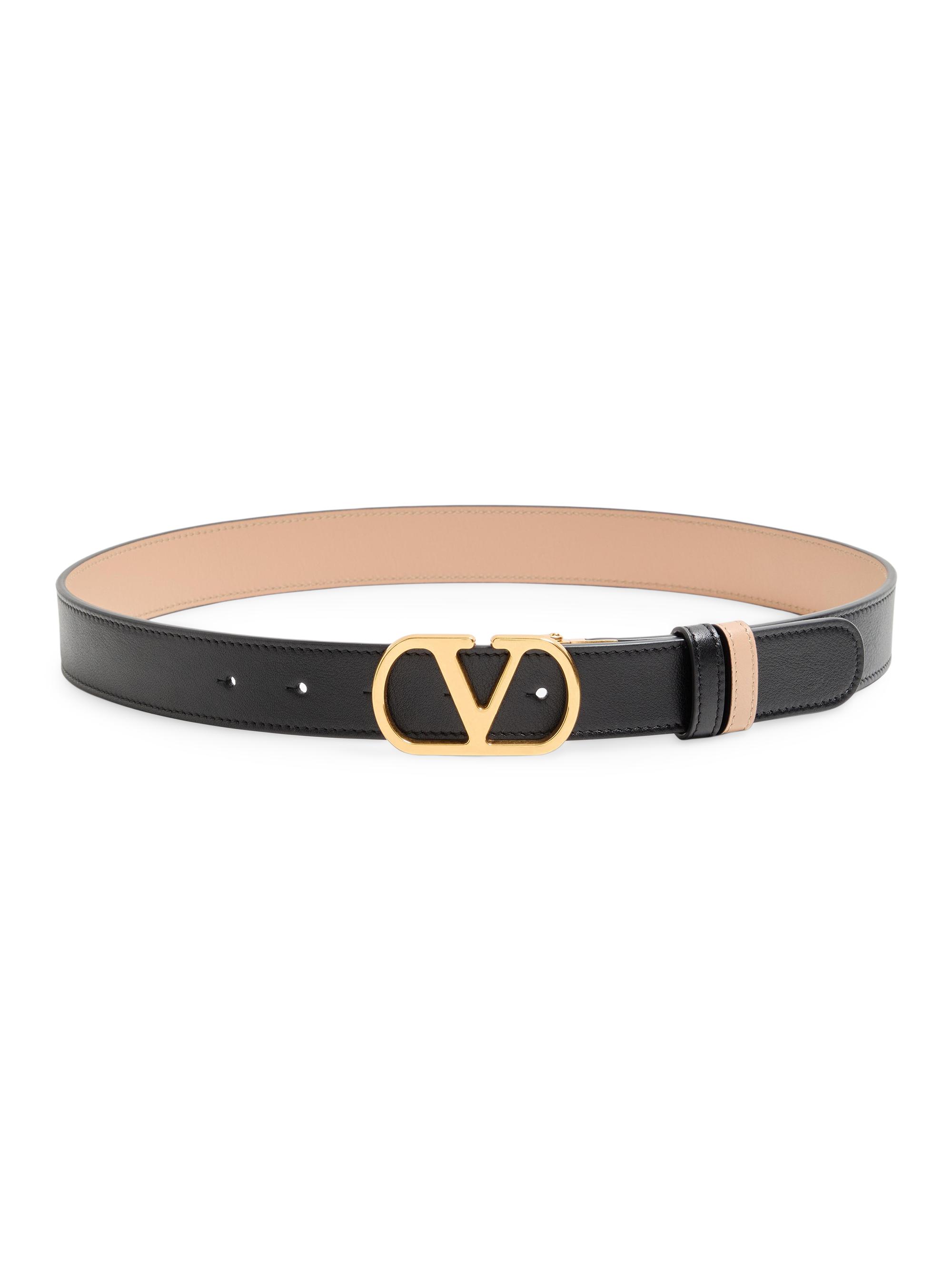 Valentino Garavani Women's Vlogo Signature Reversible Shiny Calfskin Belt 30MM - Black Pink
